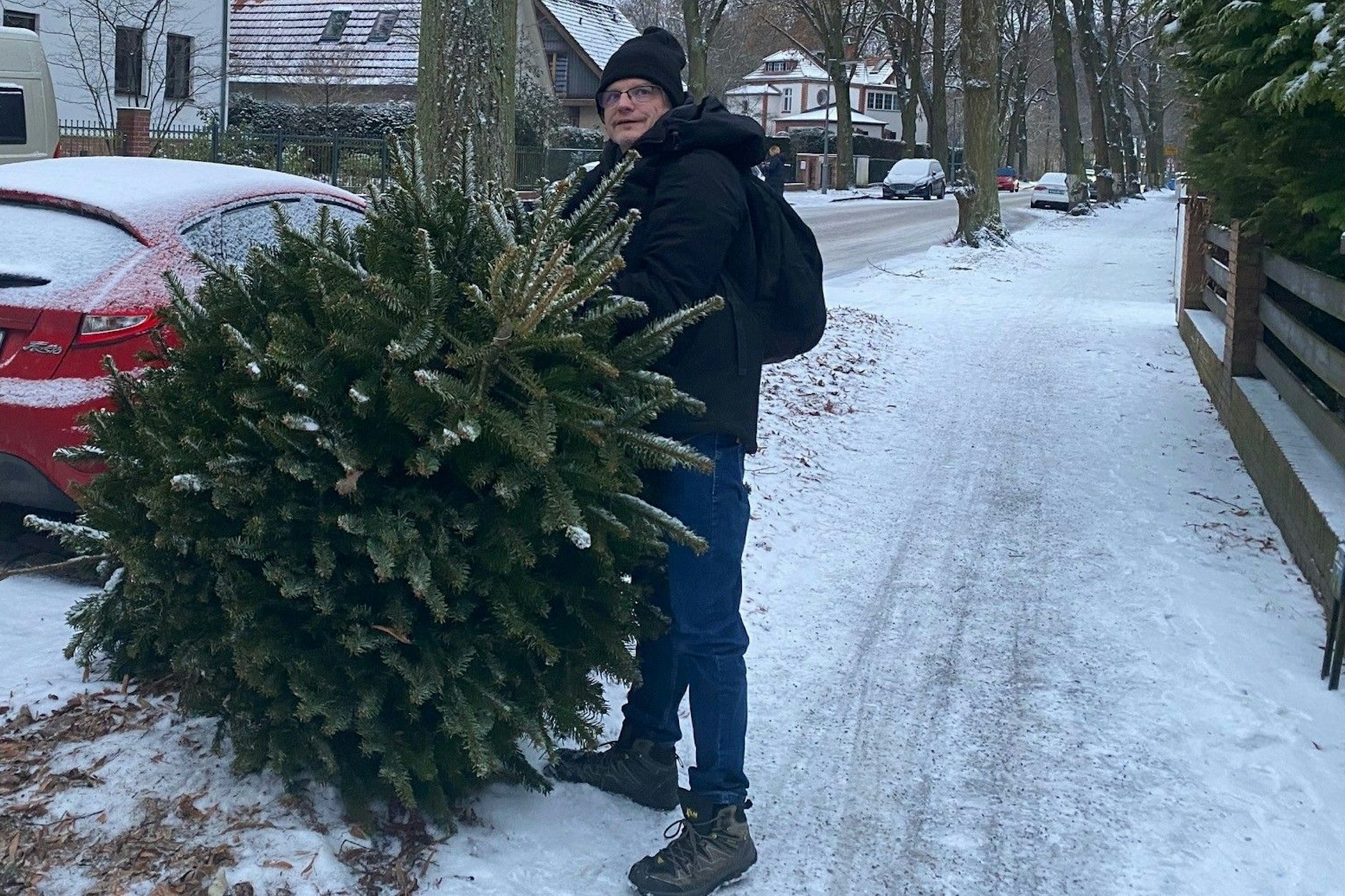 KURIER-Reporter Norbert Koch-Klaucke fand diese Bäume in Steglitz-Zehlendorf. Zwei Abholetermine der BSR haben sie überlebt.