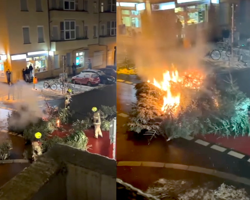 Chaoten zünden Weihnachtsbäume an – und kündigen es vorher an