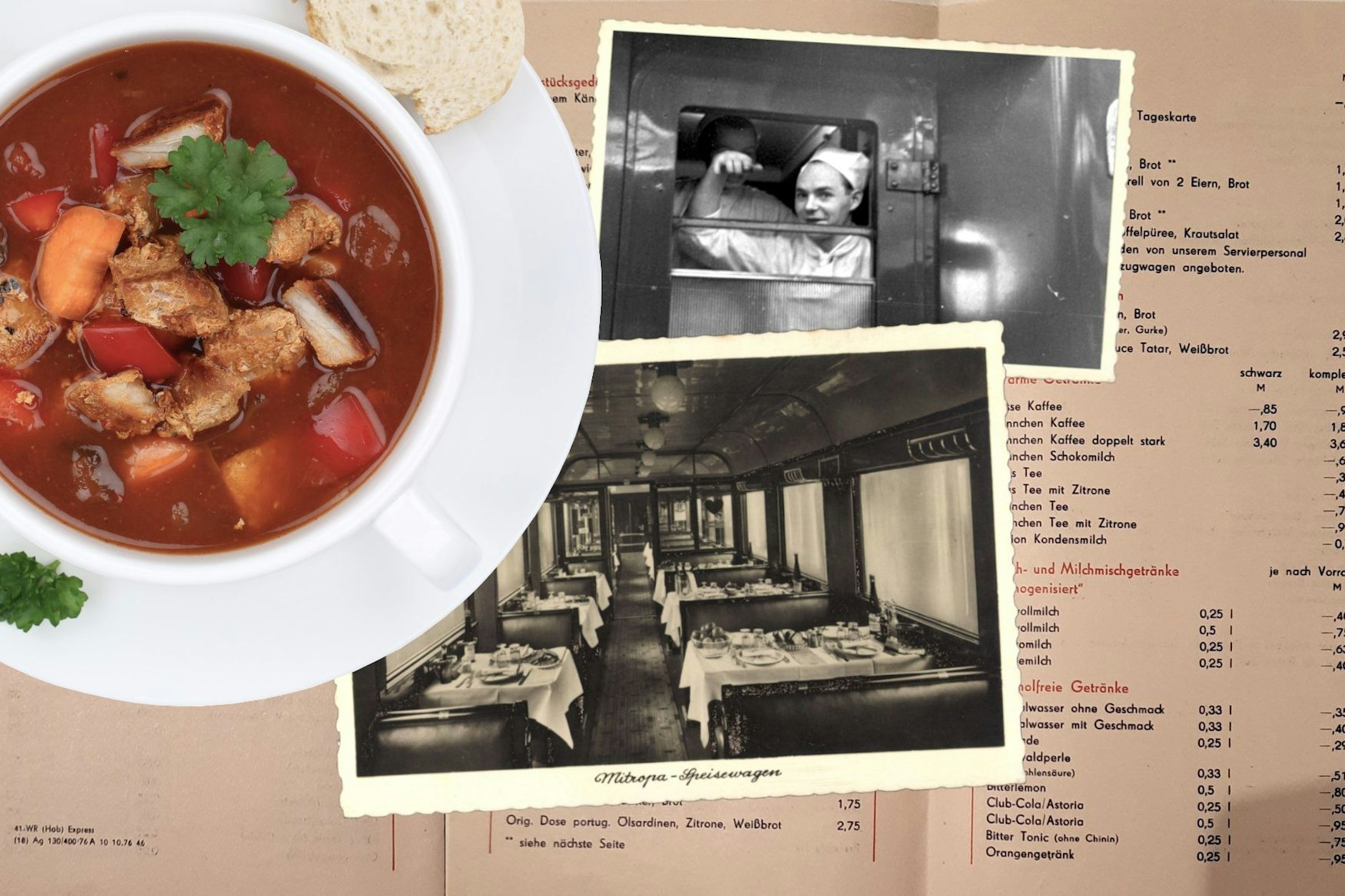Was gab es im Speisewagen der Mitropa in der DDR? Wir verraten, was in den alten Speisekarten im Osten statt.