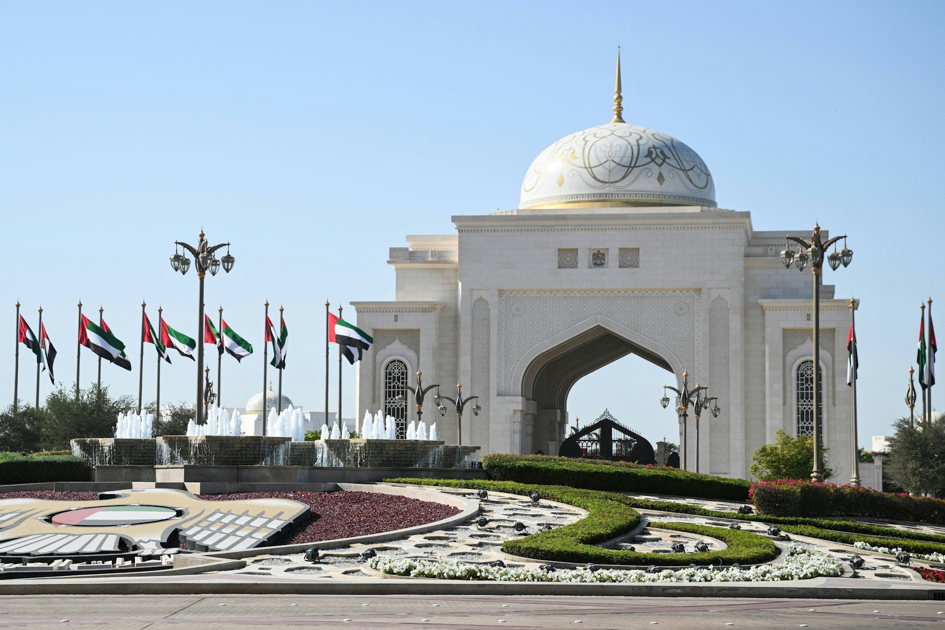 Blick auf den Qasr Al Watan-Palast in Abu Dhabi, Vereinigte Arabische Emirate