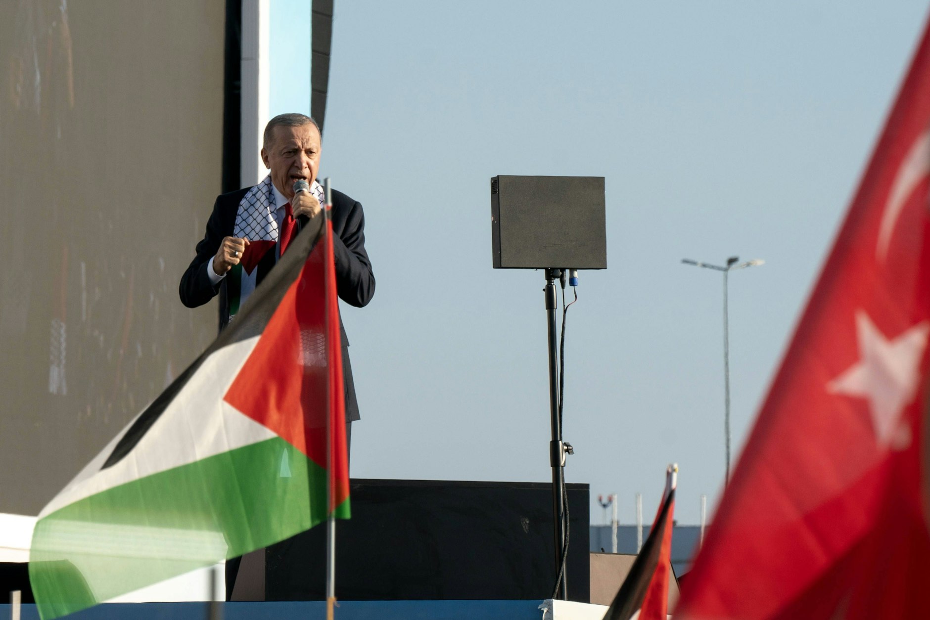 Erdogan während einer Pro-Palästina-Demonstration in Istanbul