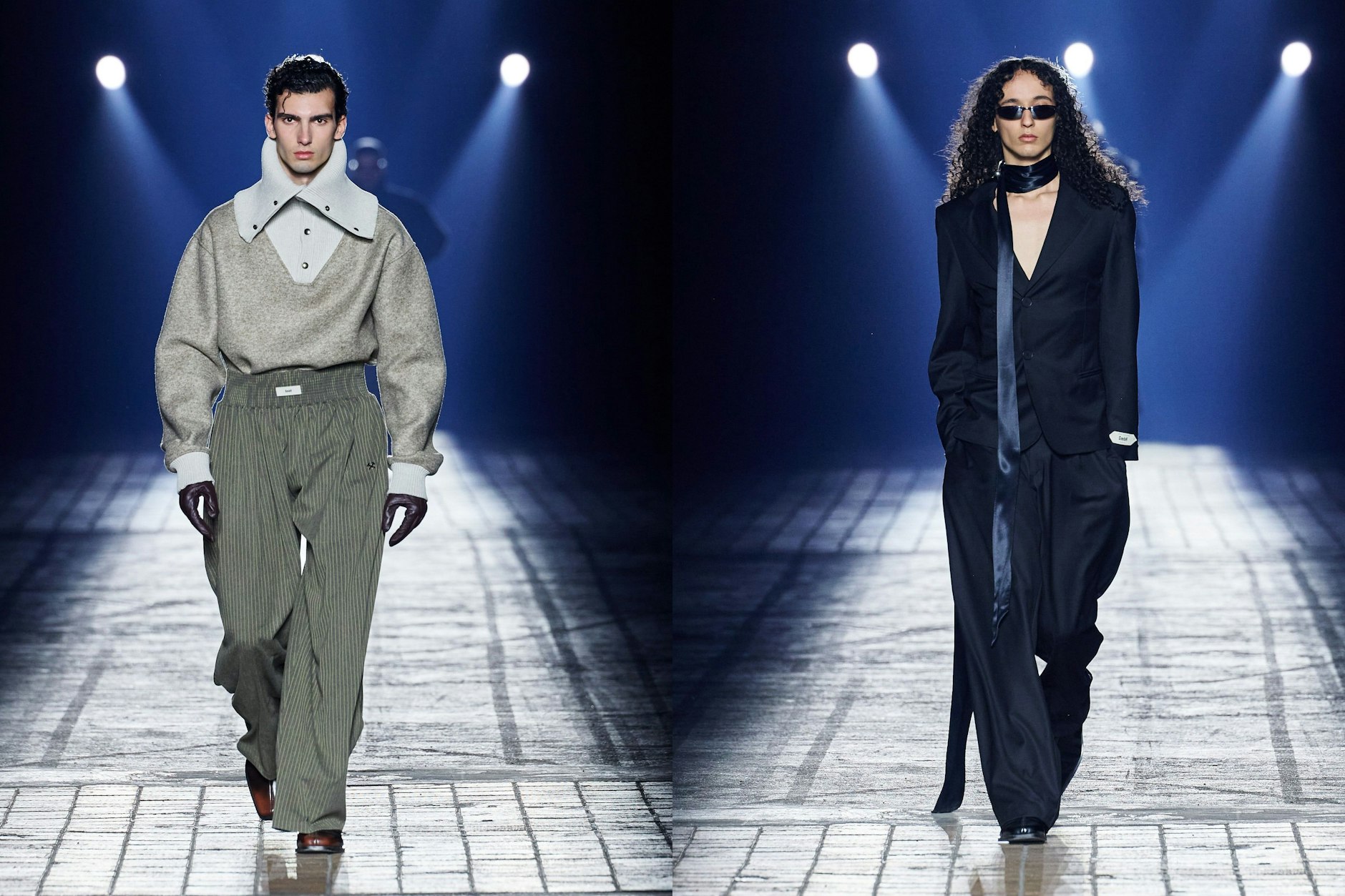 Anzughose trifft Boxsport: Bei GmbH fielen die guten Hosenschnitte besonders ins Auge.