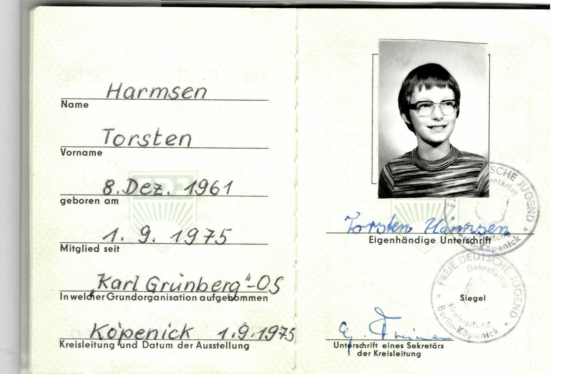 FDJ-Ausweis von Torsten Harmsen
