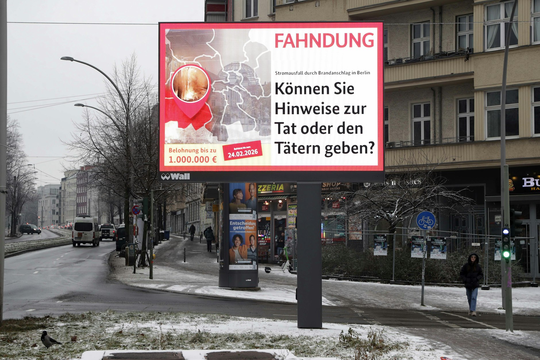 Ein Fahndungsplakat des Bundeskriminalamt zum Stromausfall vom 3. Januar im Berliner Südwesten.