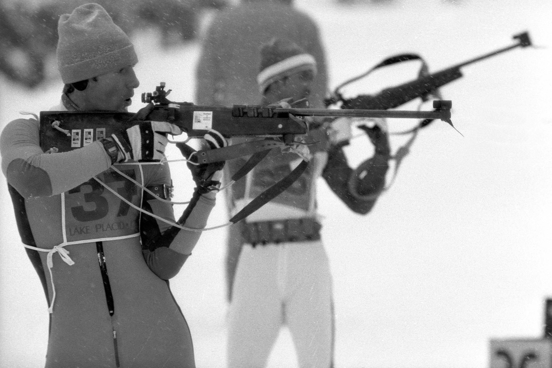 Frank Ullrich beim Stehendschießen im olympischen Einzelwettkampf.