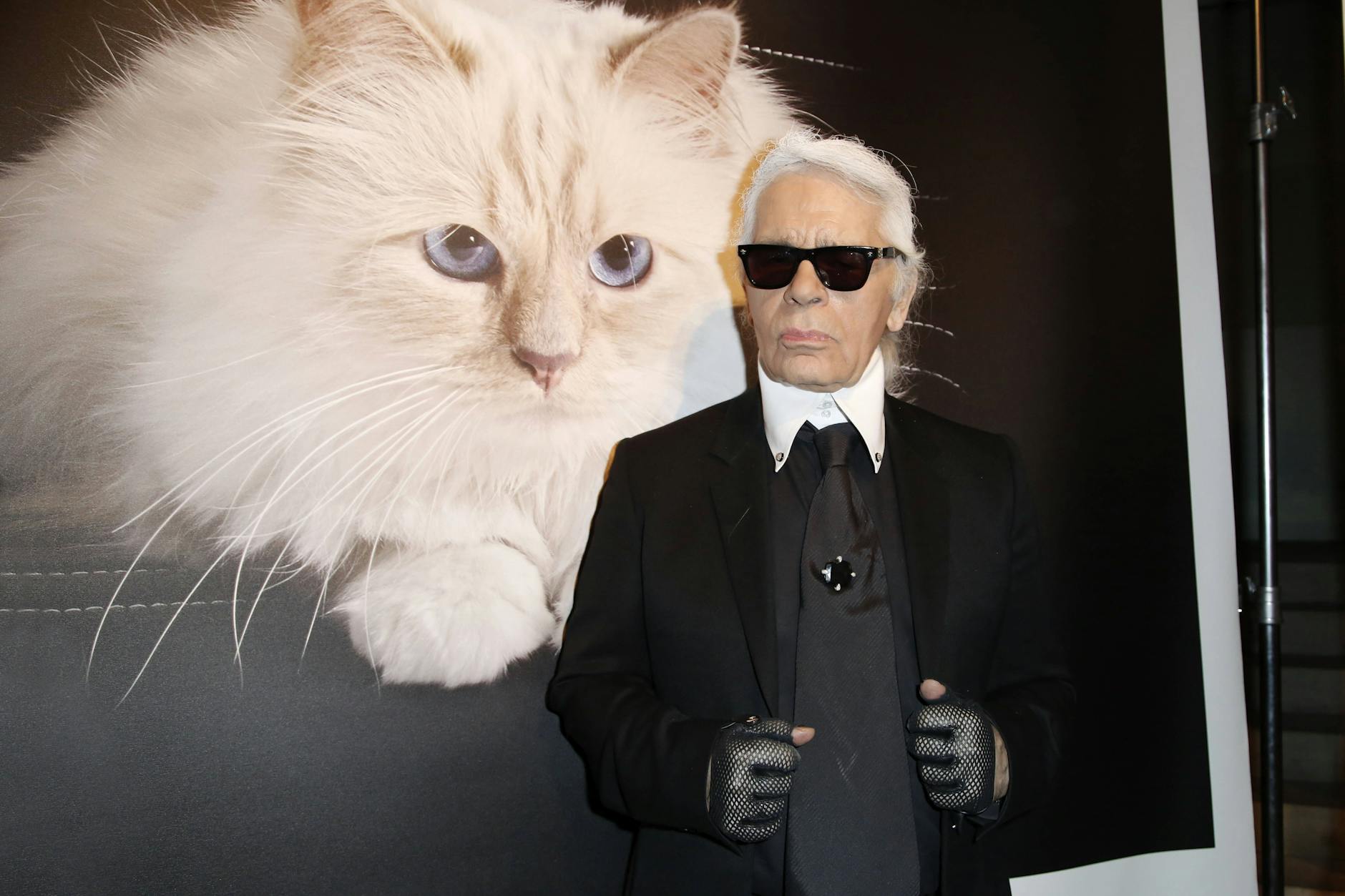 Karl Lagerfeld im Februar 2015 bei seiner Vernissage „Corsa Karl und Choupette“ in Italien.