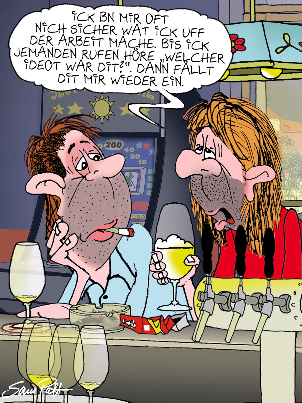 Der Cartoon des Tages kommt jeden Tag von unserem Zeichner Sam Paff aus Berlin. Lassen Sie sich von seinem Berliner Humor verzaubern!