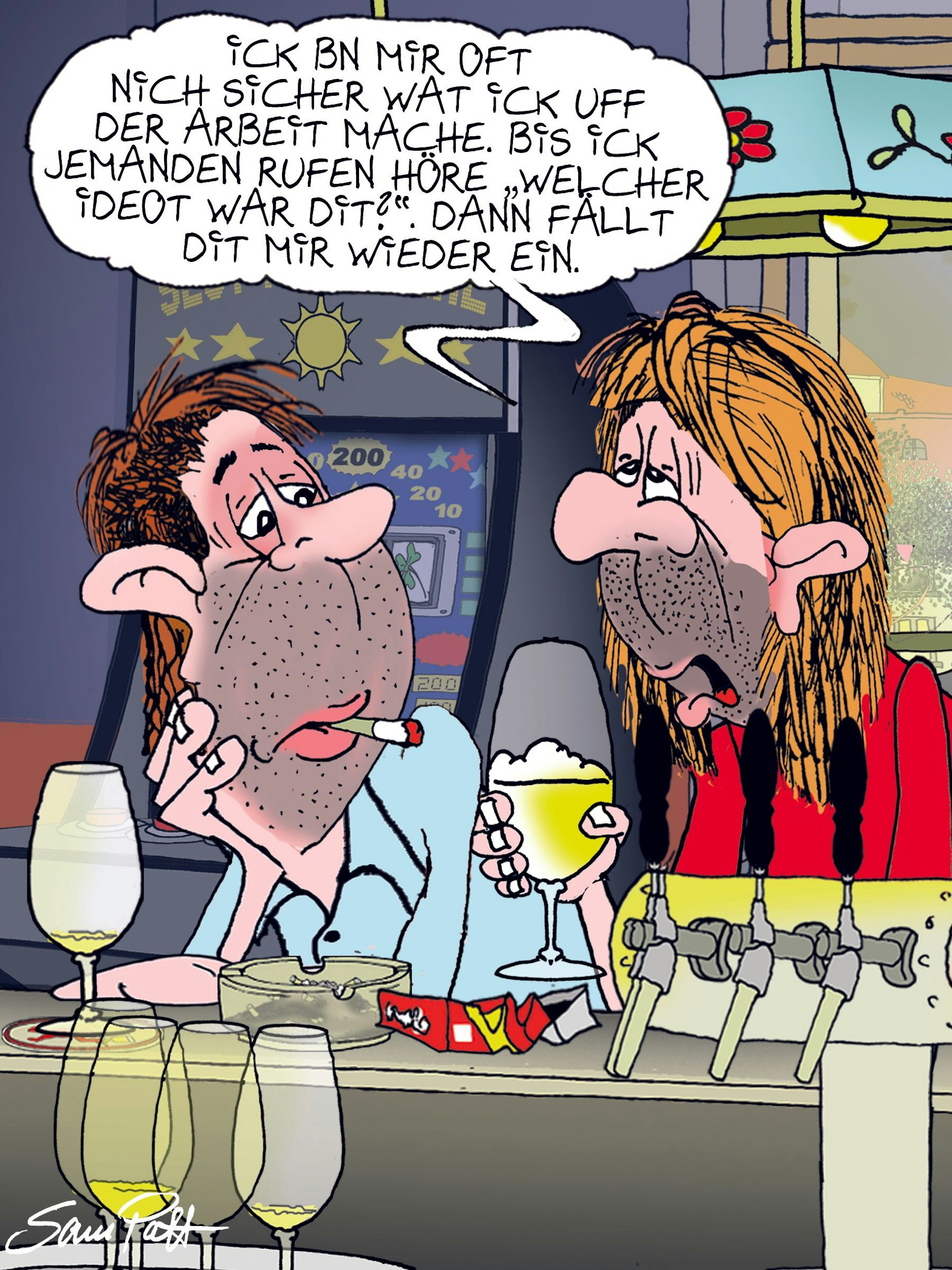 Der Cartoon des Tages kommt jeden Tag von unserem Zeichner Sam Paff aus Berlin. Lassen Sie sich von seinem Berliner Humor verzaubern!