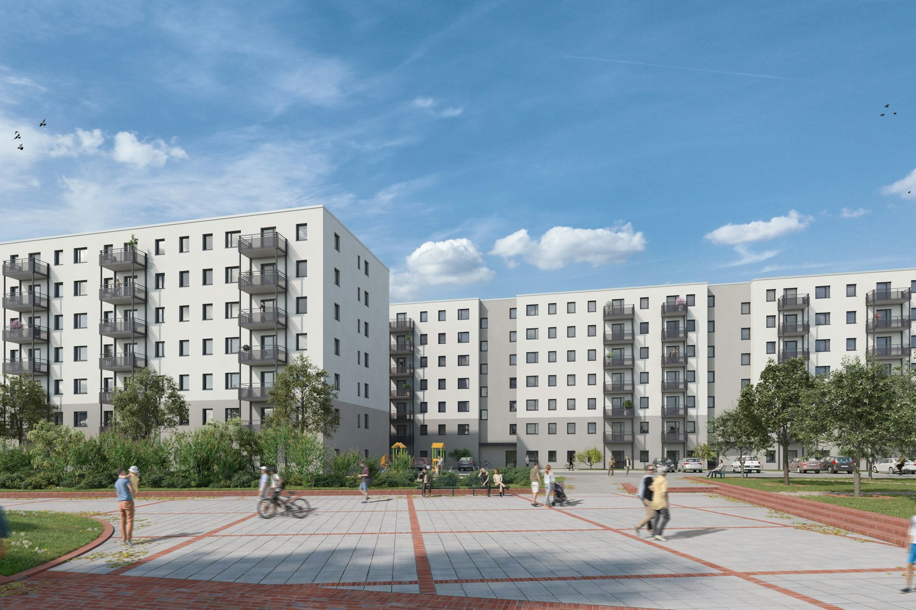 Noch als Visualisierung: In der Schkeuditzer Straße in Hellersdorf werden gerade 167 Wohnungen fertiggestellt. In die Vermietung gehen sie ab April.