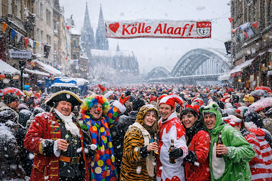 Am Rosenmontag könnte es zum Straßenkarneval in Köln sehr kalt werden, auch Schnee ist möglich.