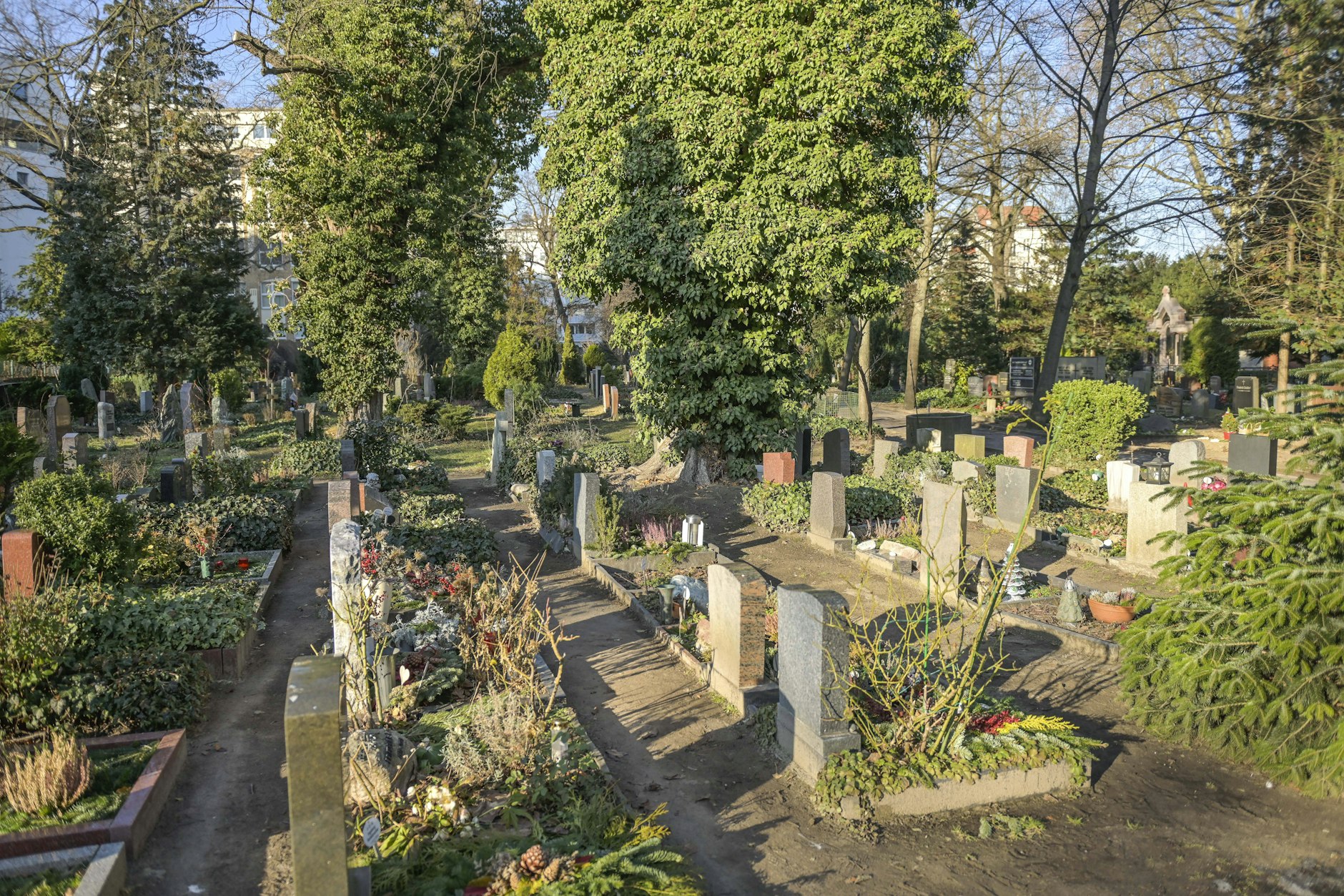 Der Friedhof Alt-Schöneberg in Berlin. 73.000 Menschen sind 2024 in der Hauptstadt gestorben.