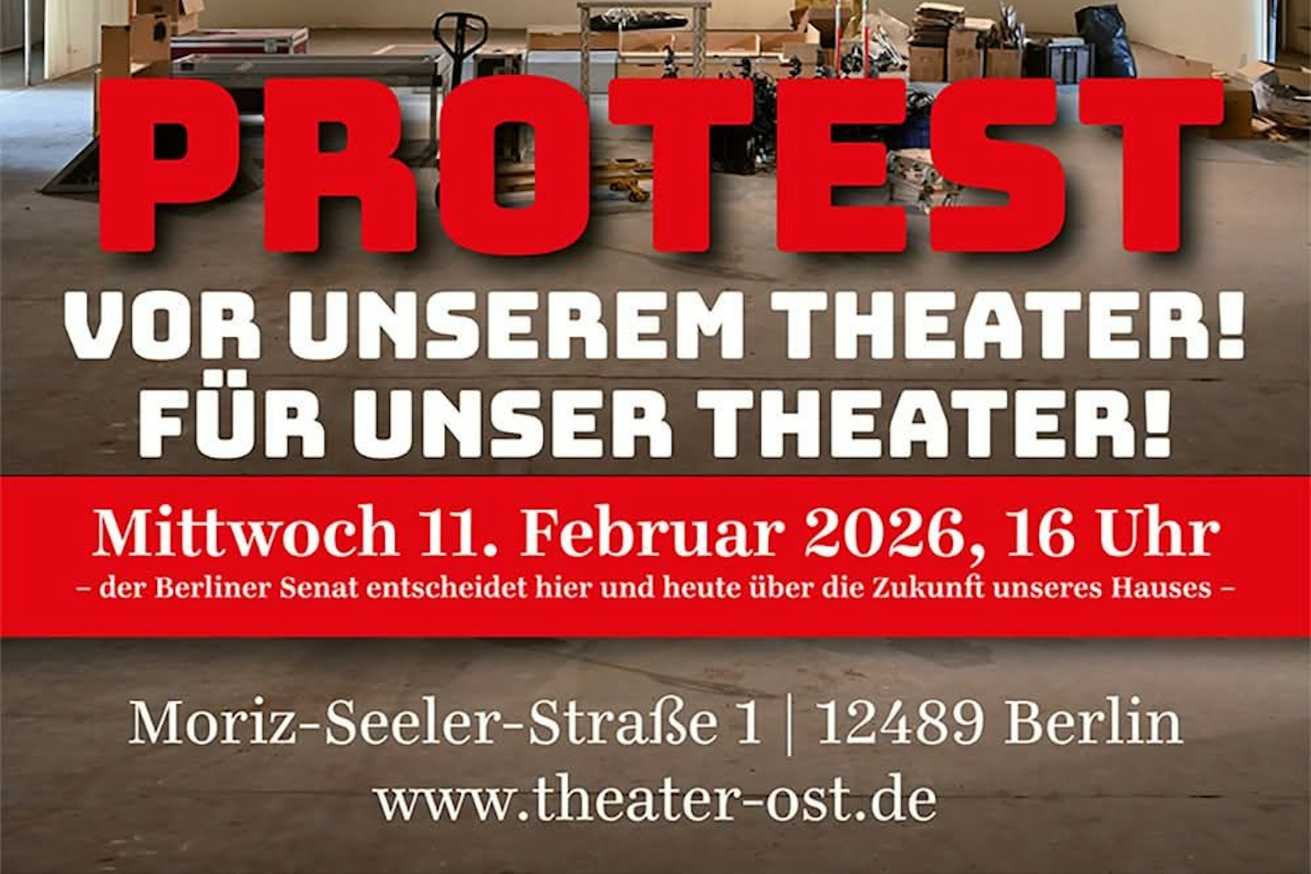 Theater Ost protestiert am Mittwoch, Treffen ab 15.30