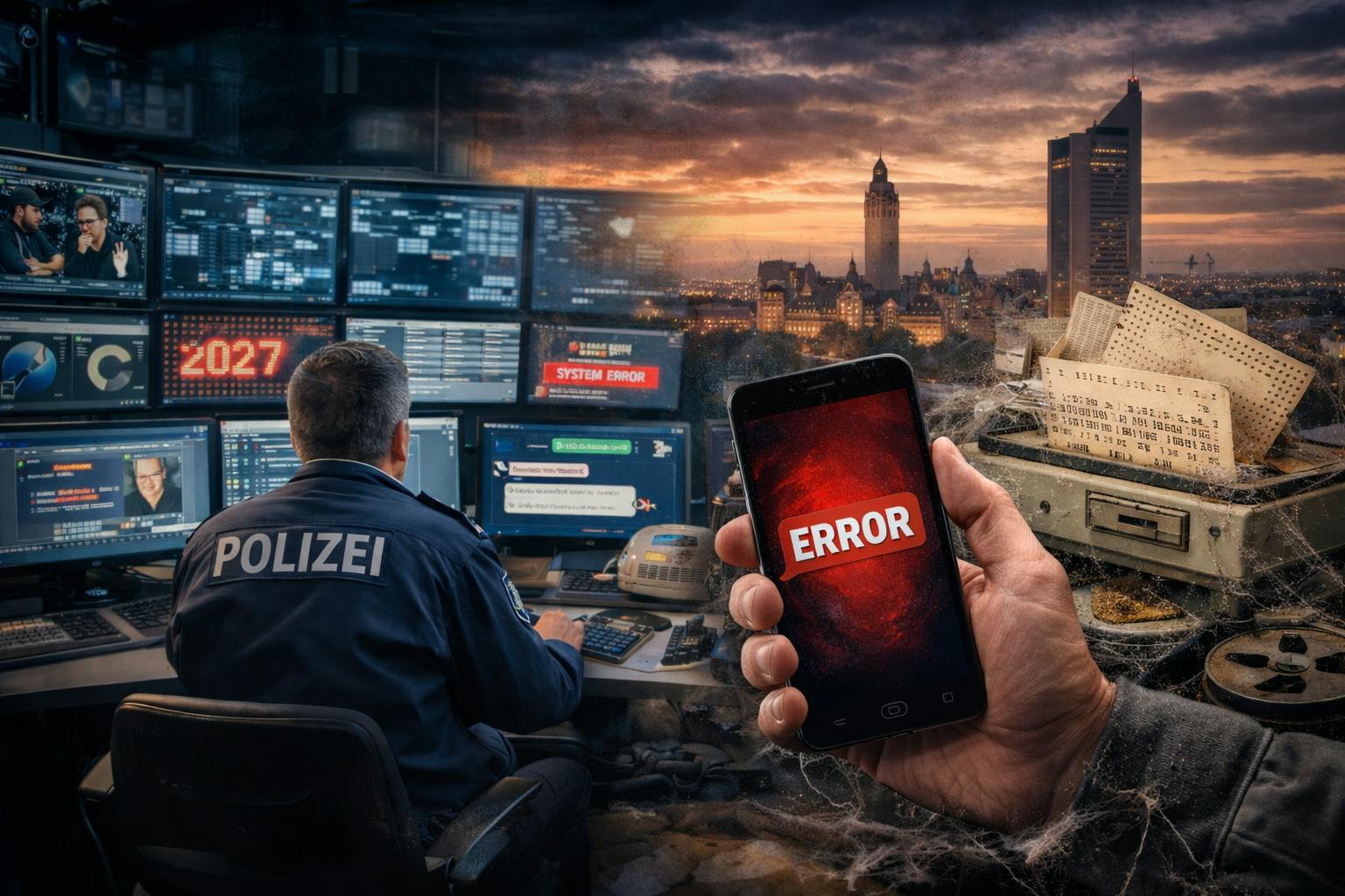 So stellt man sich ein Abhörzentrum der Polizei ohne funktionierende Software vor.