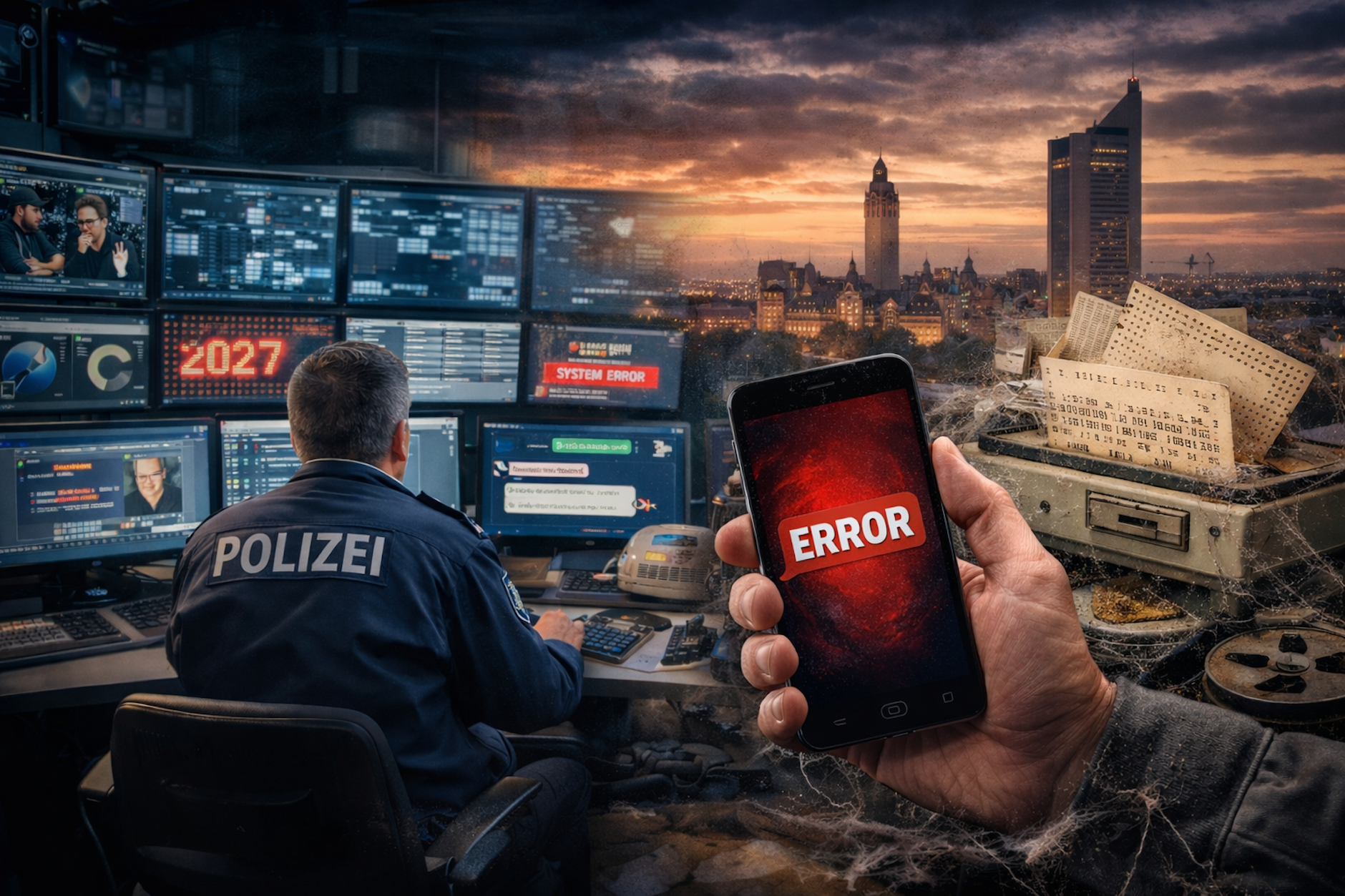 So stellt man sich ein Abhörzentrum der Polizei ohne funktionierende Software vor.