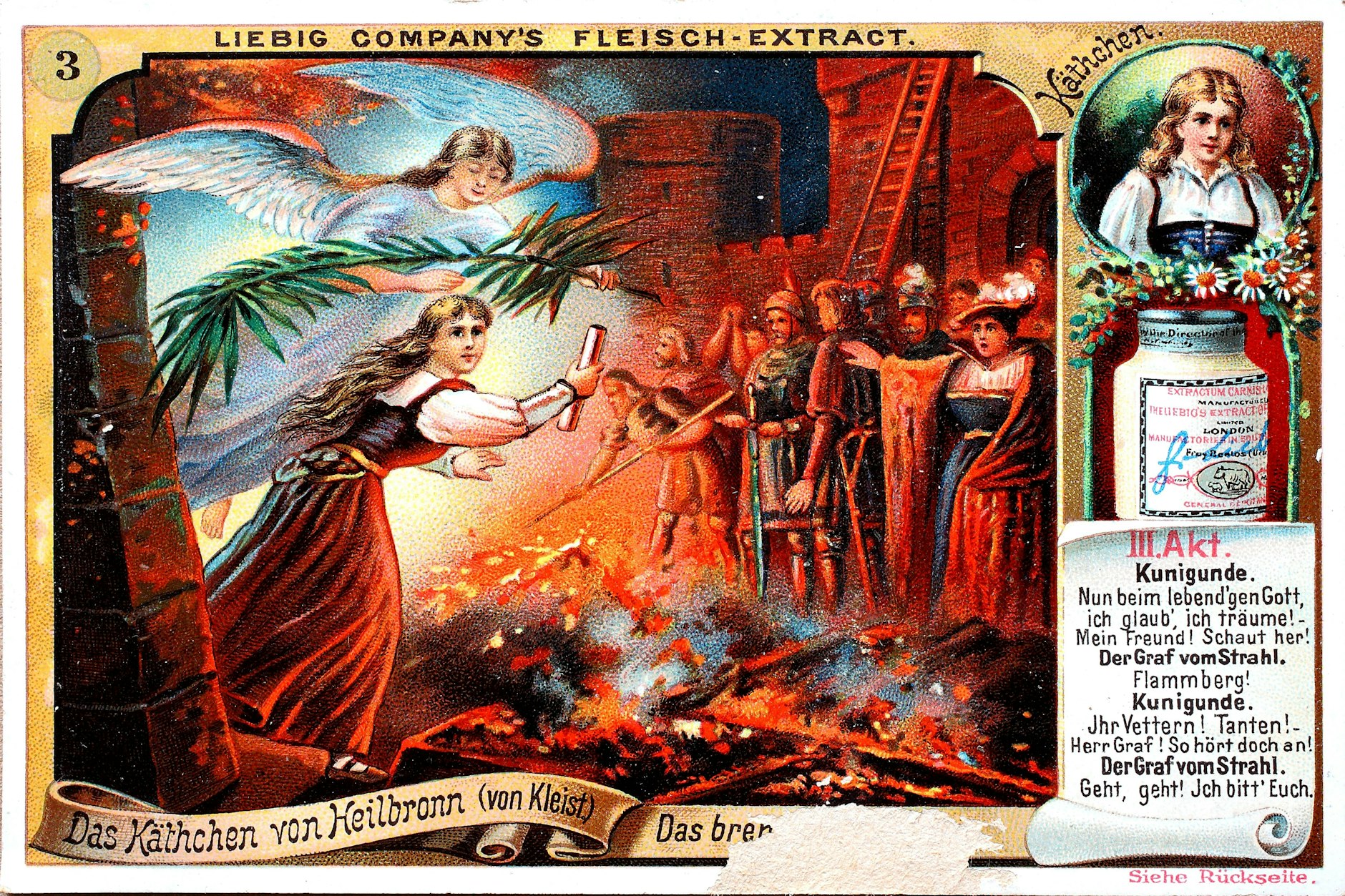 Feuerszene aus Kleists „Das Käthchen von Heilbronn“ (Sammelbild, ca. 1900)