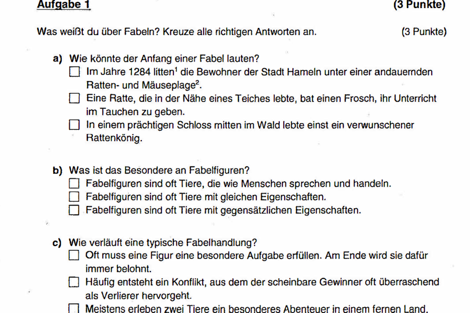 Beispiel aus dem Deutsch-Teil des Probeunterrichts