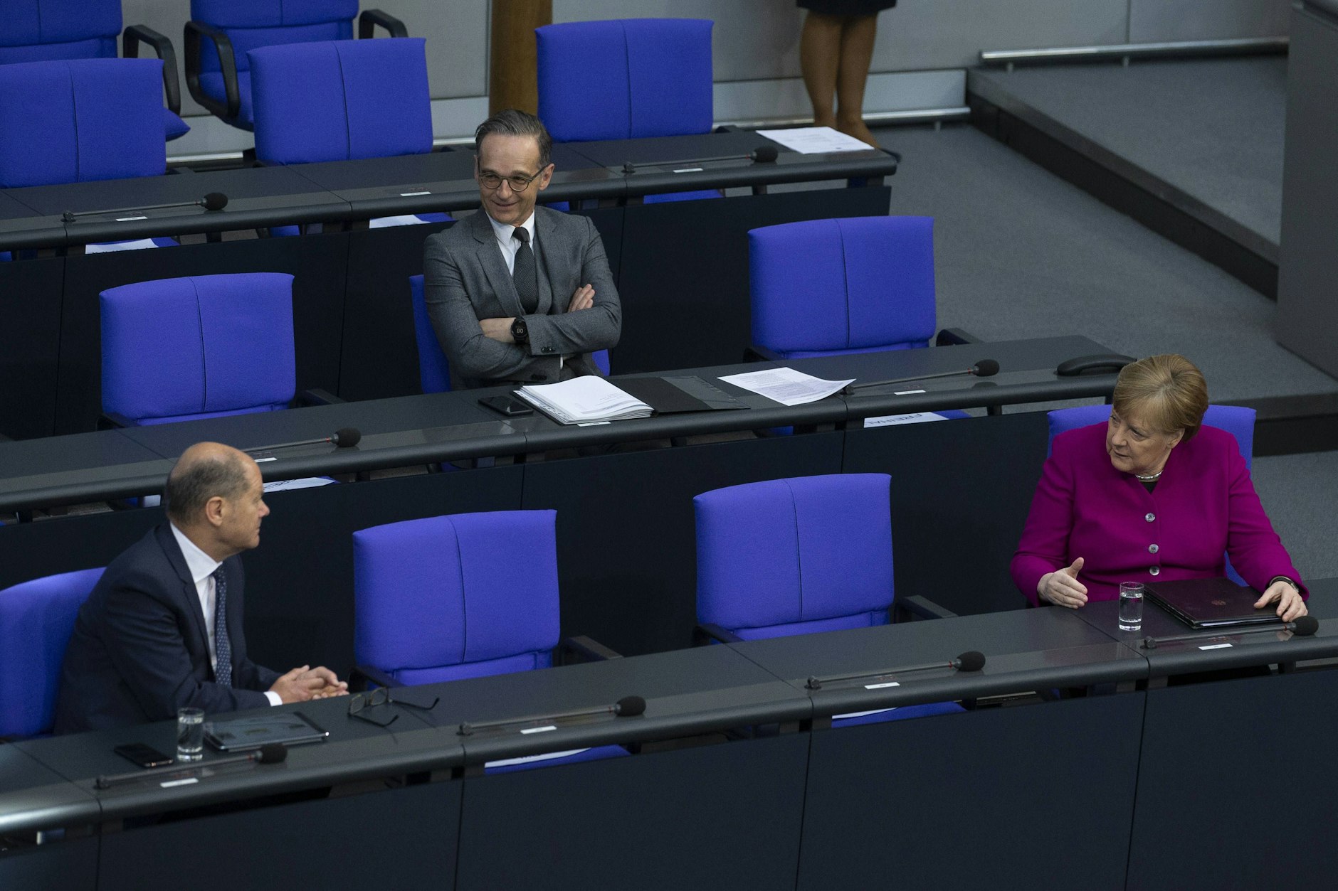 April 2020: So sieht ein Gespräch zwischen Olaf Scholz (l.) und Angela Merkel )r.) wohl eher aus.