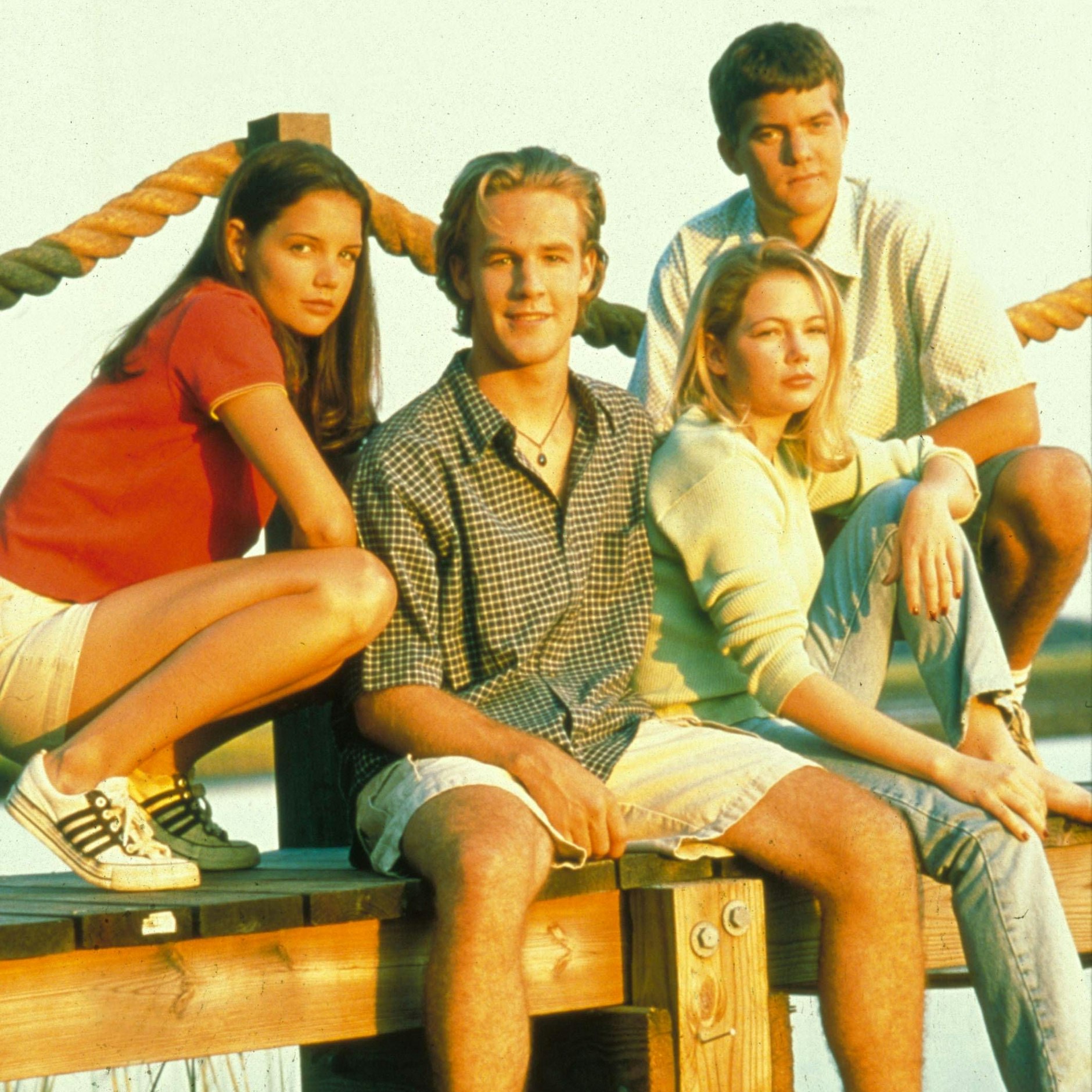 Katie Holmes, James Van Der Beek, Michelle Williams und Joshua Jackson in Serie „Dawson’s Creek“