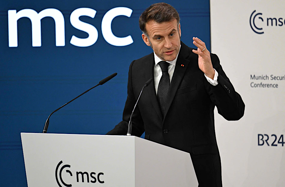 Frankreichs Präsident Emmanuel Macron bei der Münchner Sicherheitskonferenz 2026