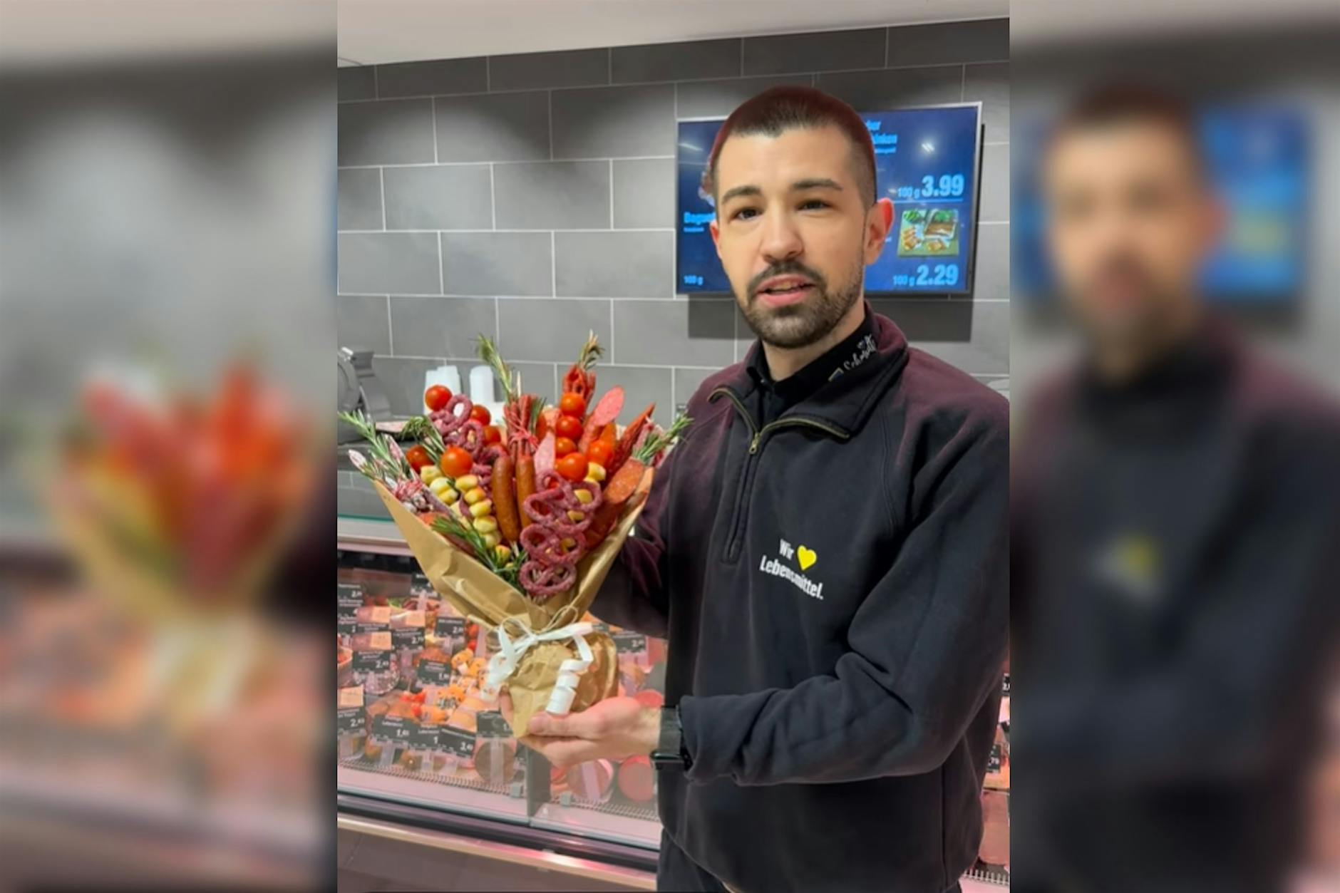 Edeka bietet Wurst-Blumensträuße zum Valentinstag an