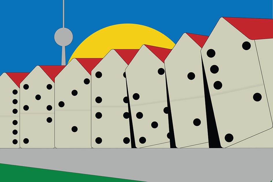 Wohnungen in Berlin wie Dominosteine: Am Ende liegt die Wirtschaft am Boden.