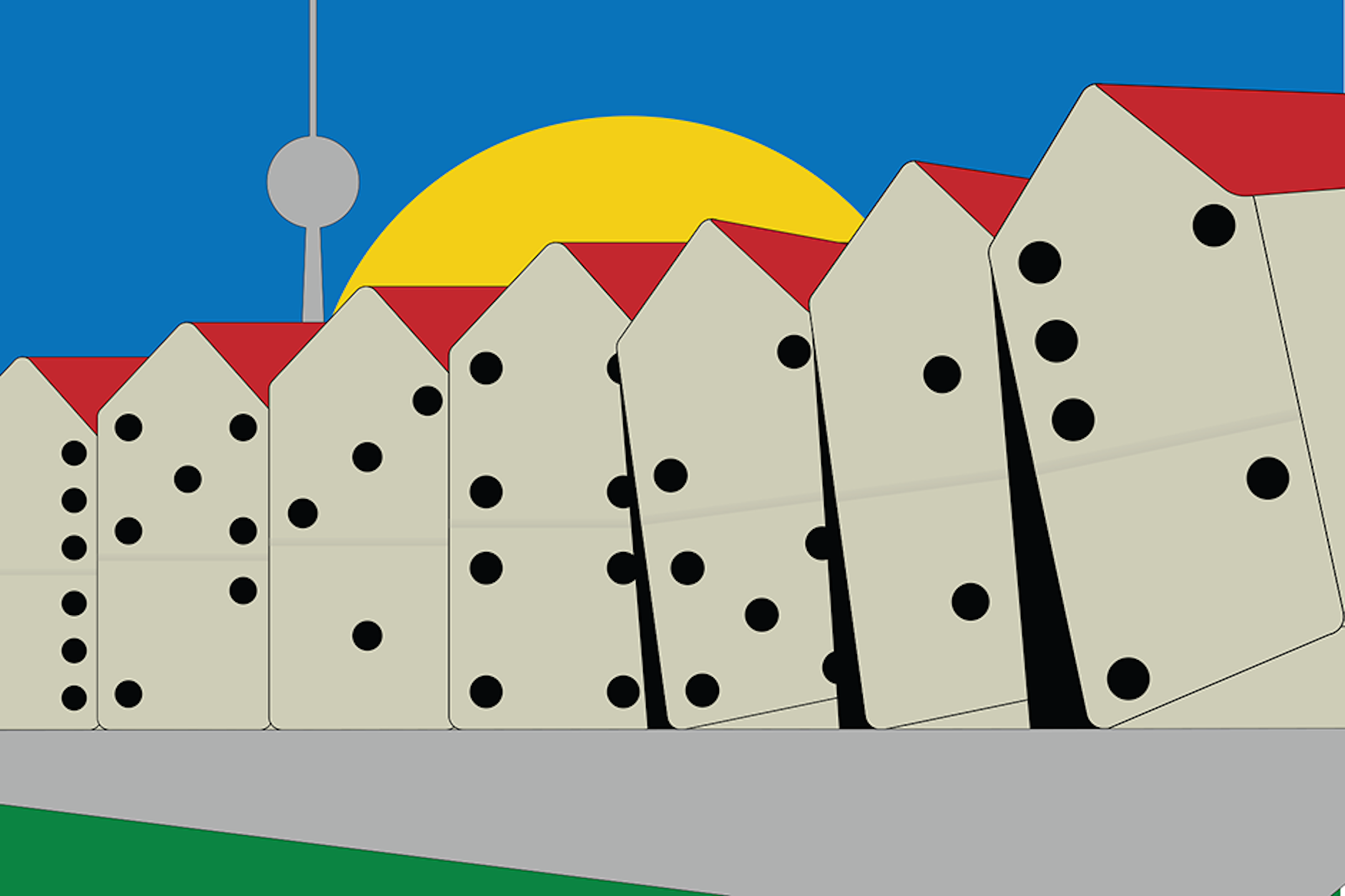 Wohnungen in Berlin wie Dominosteine: Am Ende liegt die Wirtschaft am Boden.