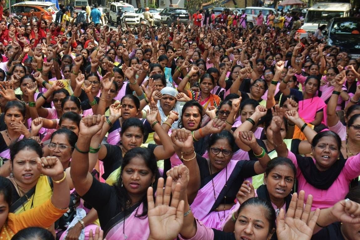 Mumbai: Bauern und Gewerkschaften protestieren während eines landesweiten Streiks.