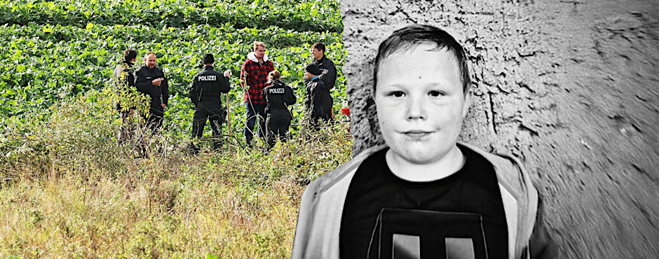 Polizisten untersuchten das Gelände rund um den Fundort von Fabians Leiche. auch die Ermittler der Polizei ließ der Mordfall in Güstrow nicht kalt.