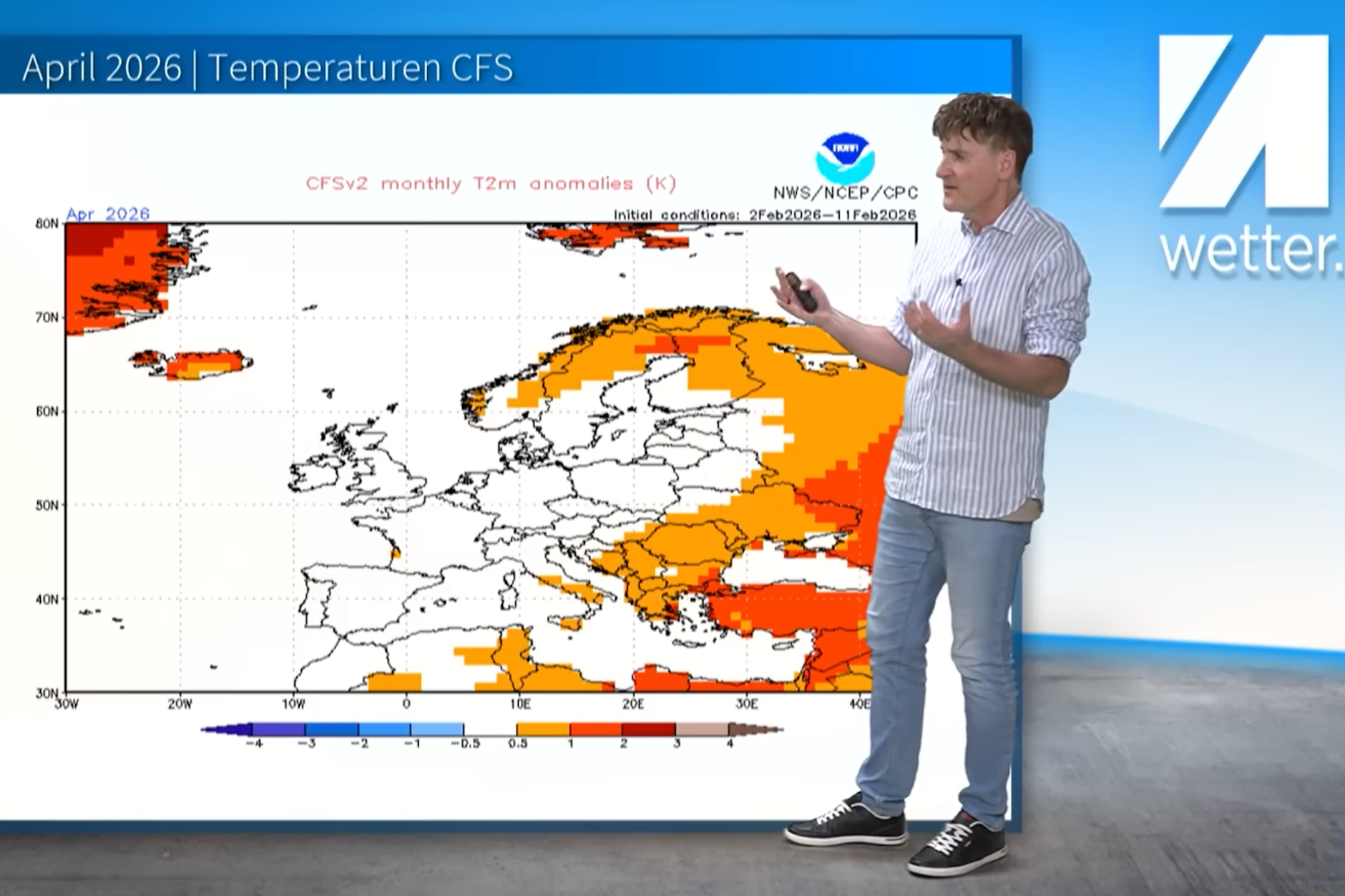 Mit hochgekrempelten Ärmeln sieht Dominik Jung frühlingshaft angezogen aus. Hoffnung auf einen warmen Frühling macht er aber nicht. Laut Prognosen des US-Wettermodells CFS sind selbst für den April „keine Temperatursprünge nach oben“ zu erwarten.