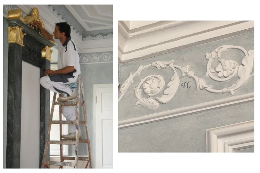 Der Malermeister Tino Chrupalla bei der Renovierung von Schloss Muskau. Bislang noch unbekannt: Chrupalla hinterließ seine Initialen in Schloss Muskau.