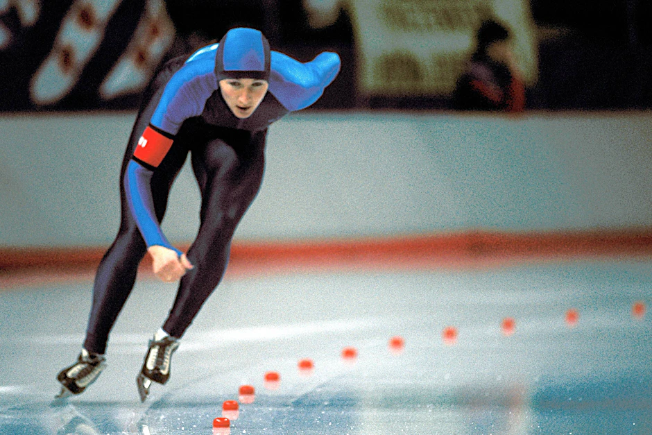 Karin Enke, hier mit ihrem Nachnamen Kania-Enke, bei den Olympischen Winterspielen 1988 in Calgary.