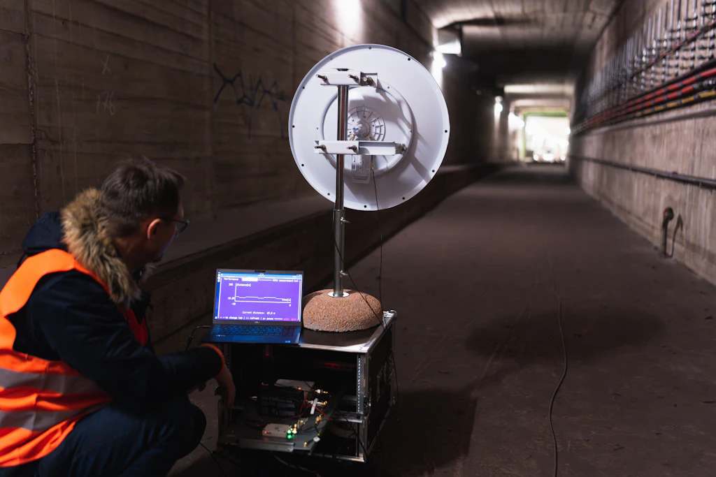 In einem Tunnel wird die Ortung der Züge erprobt.