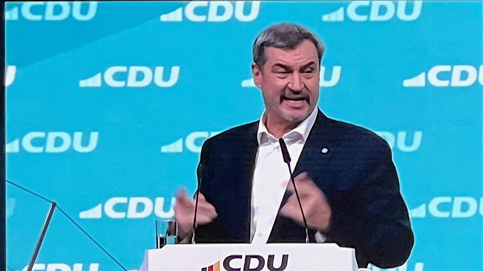 Markus Söder auf dem Bundesparteitag der CDU in Stuttgart.