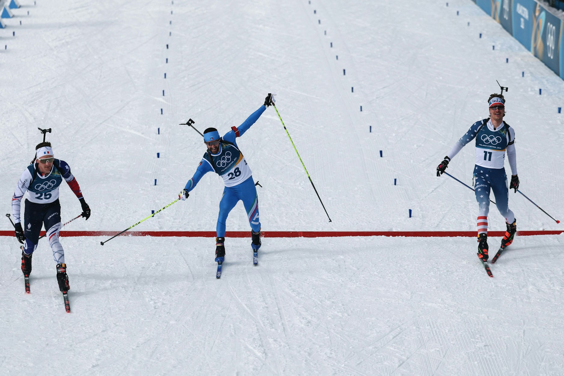 Fabien Claude, Nicola Romanin und Campbell Wright (v.l.) kämpften verbissen um die Plätze 27 bis 29.