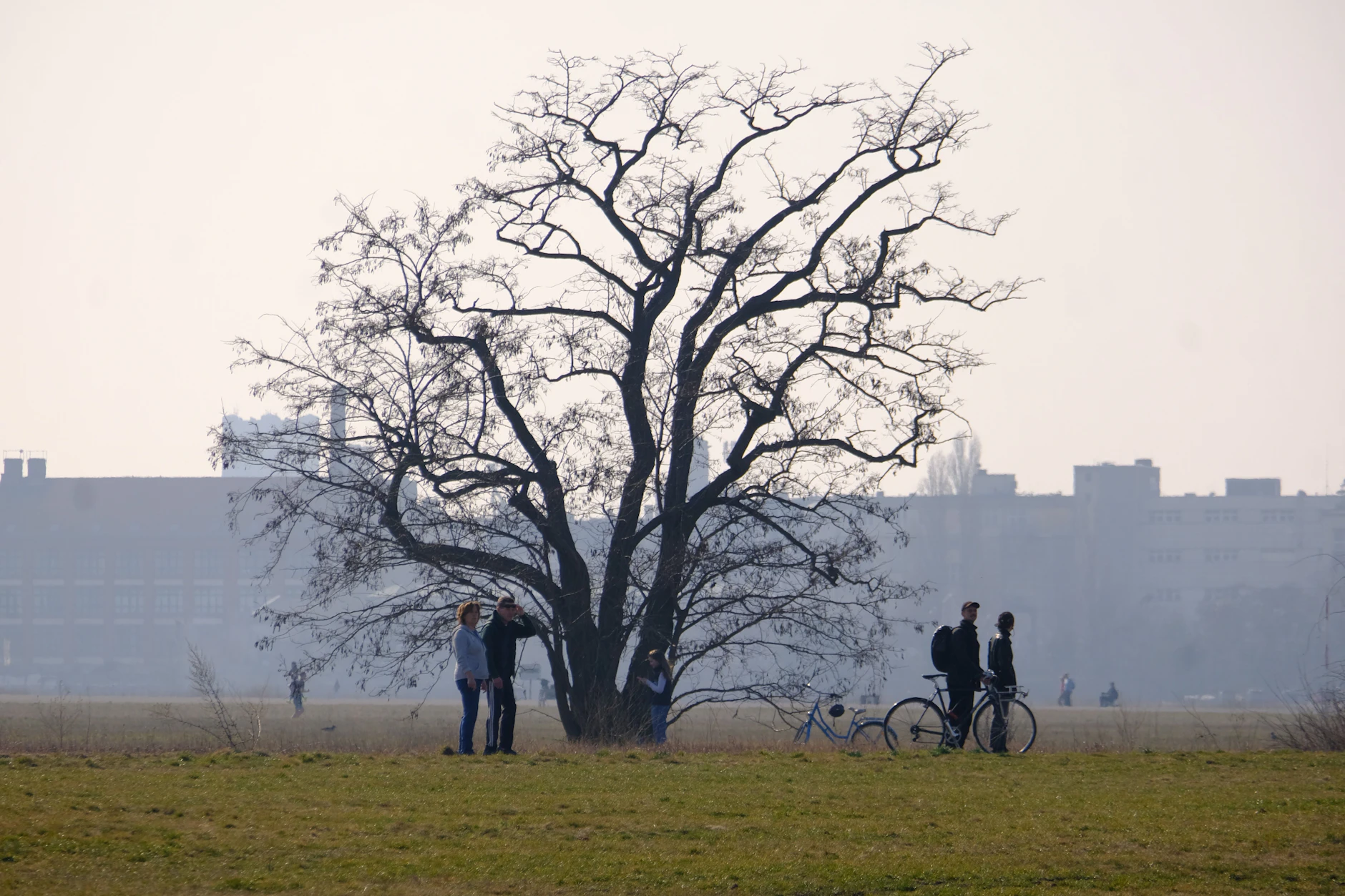Wetterwechsel in Berlin: Spaziergänger auf dem Tempelhofer Feld