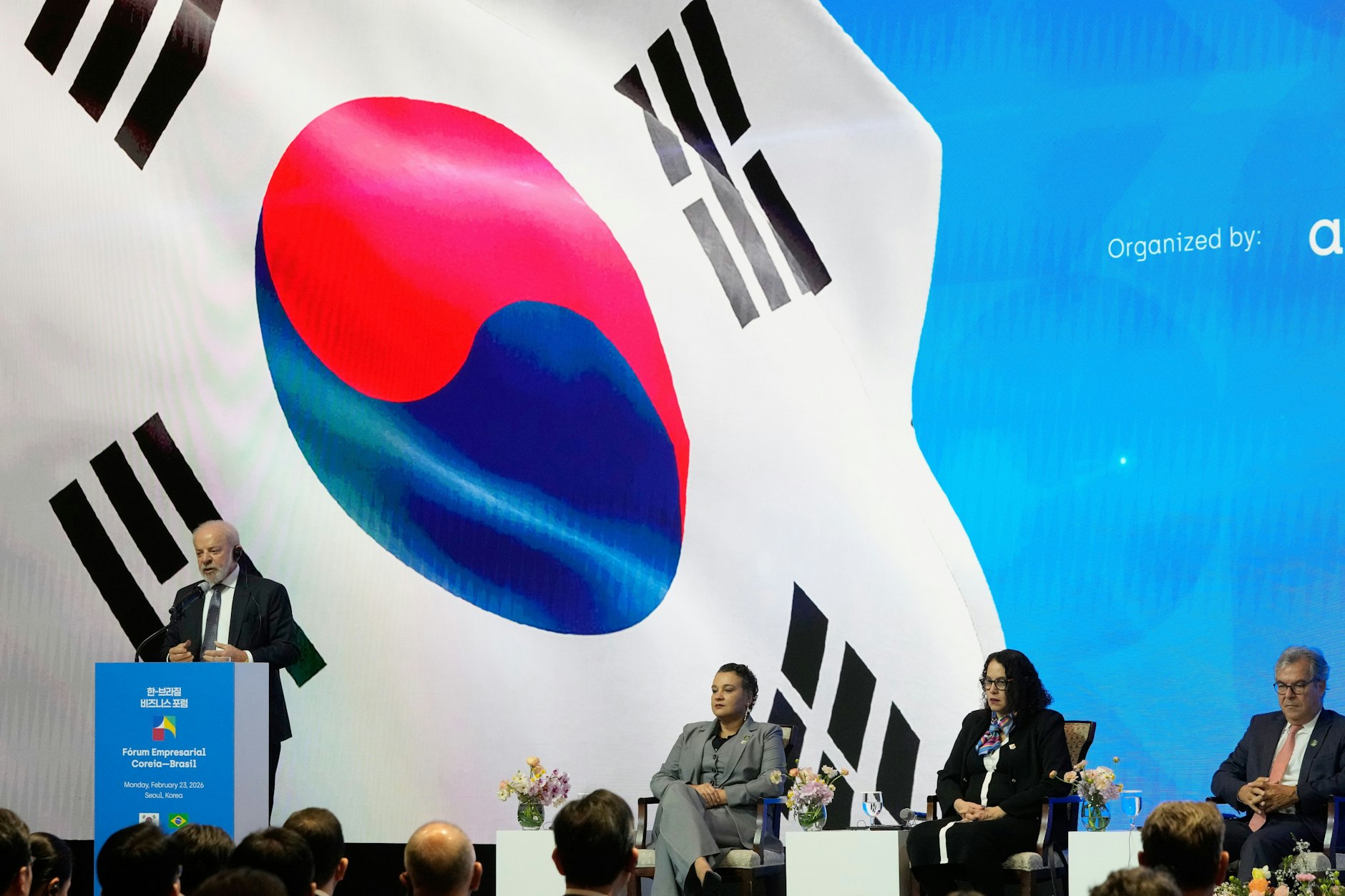 Der brasilianische Präsident Luiz Inacio Lula da Silva spricht während des Korea-Brasilien Business Forums in Seoul.