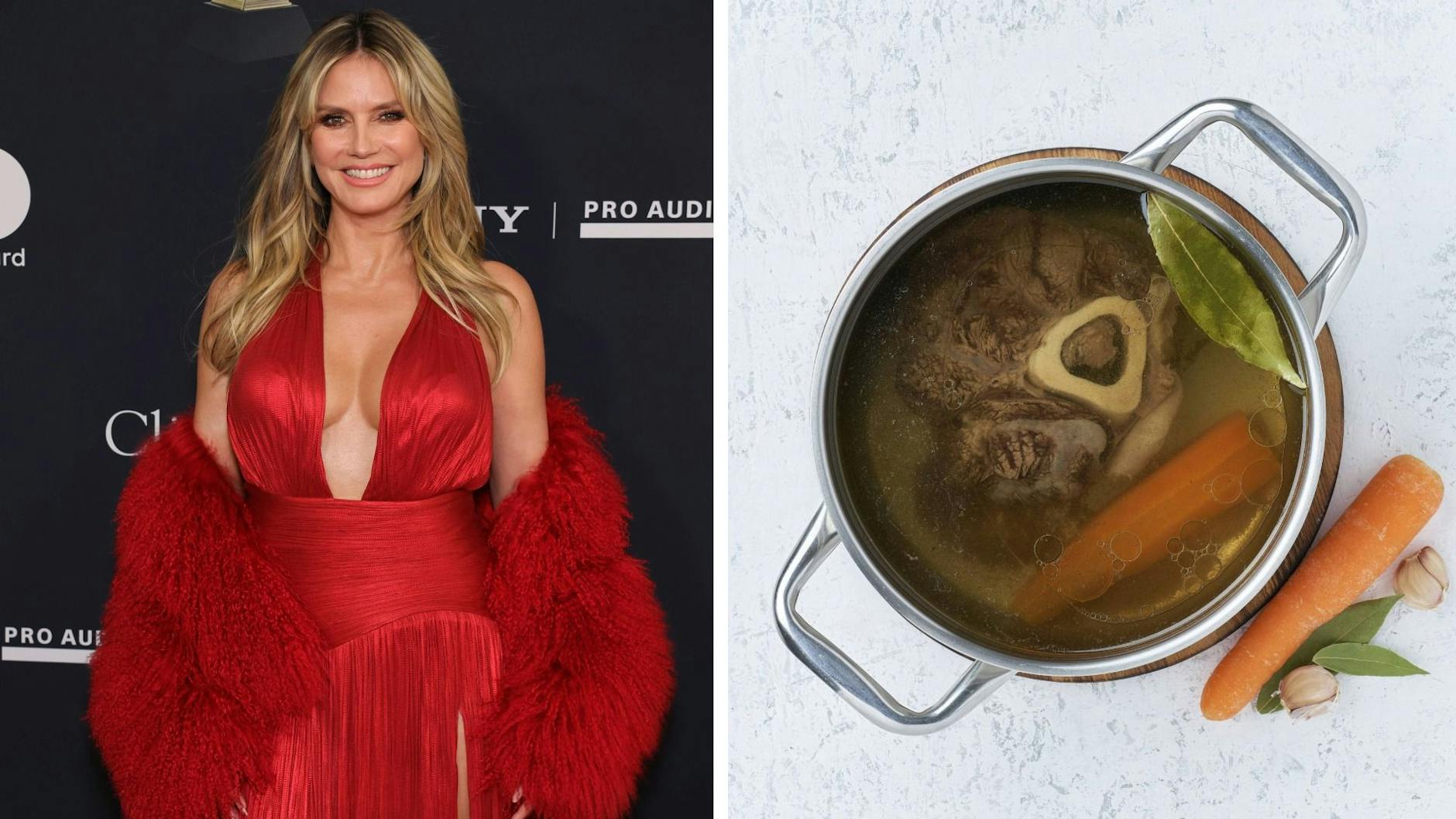 Suppenliebe: Auch Model Heidi Klum schwört auf Knochenbrühe.