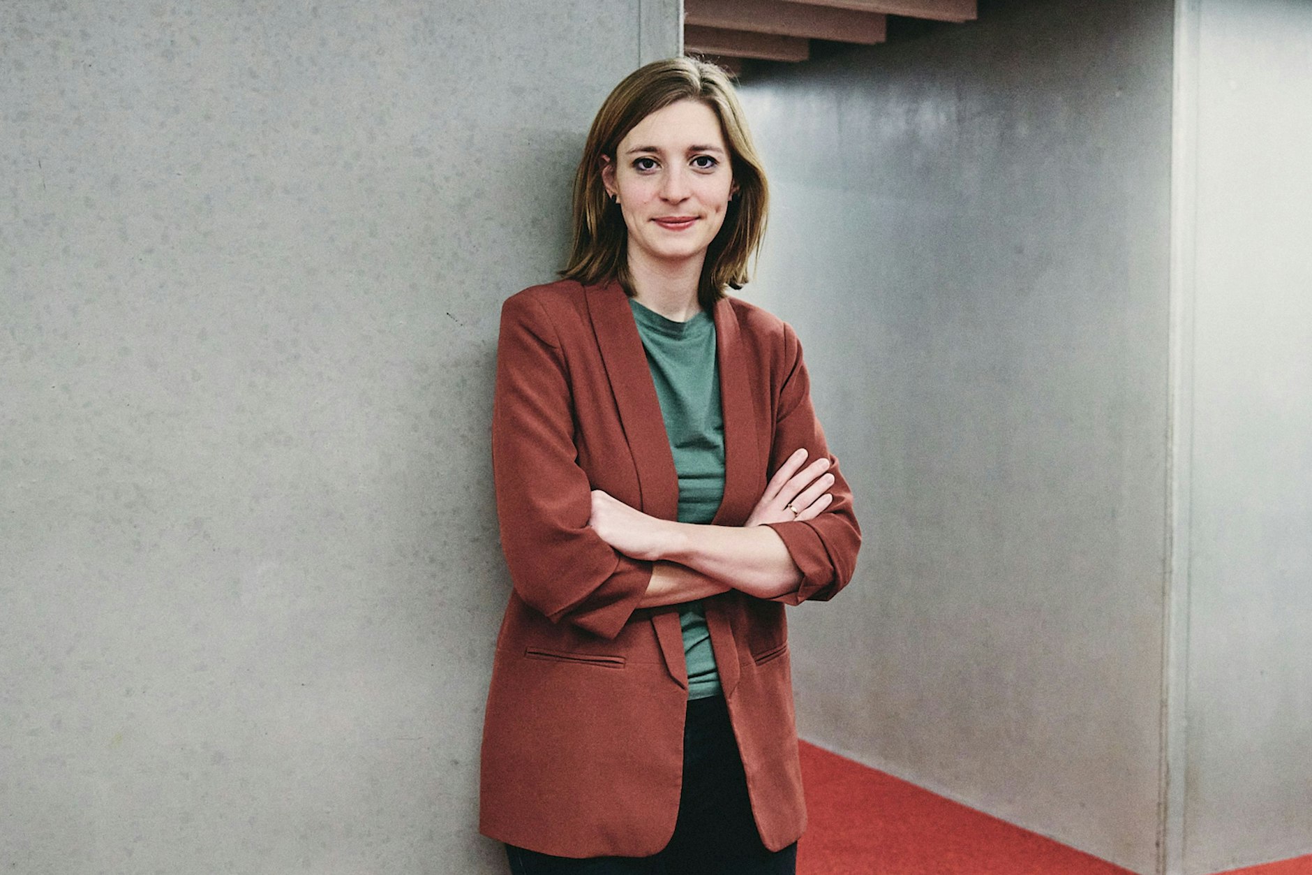 Im schicken neuen Modulbau: Hanna Steinmüller