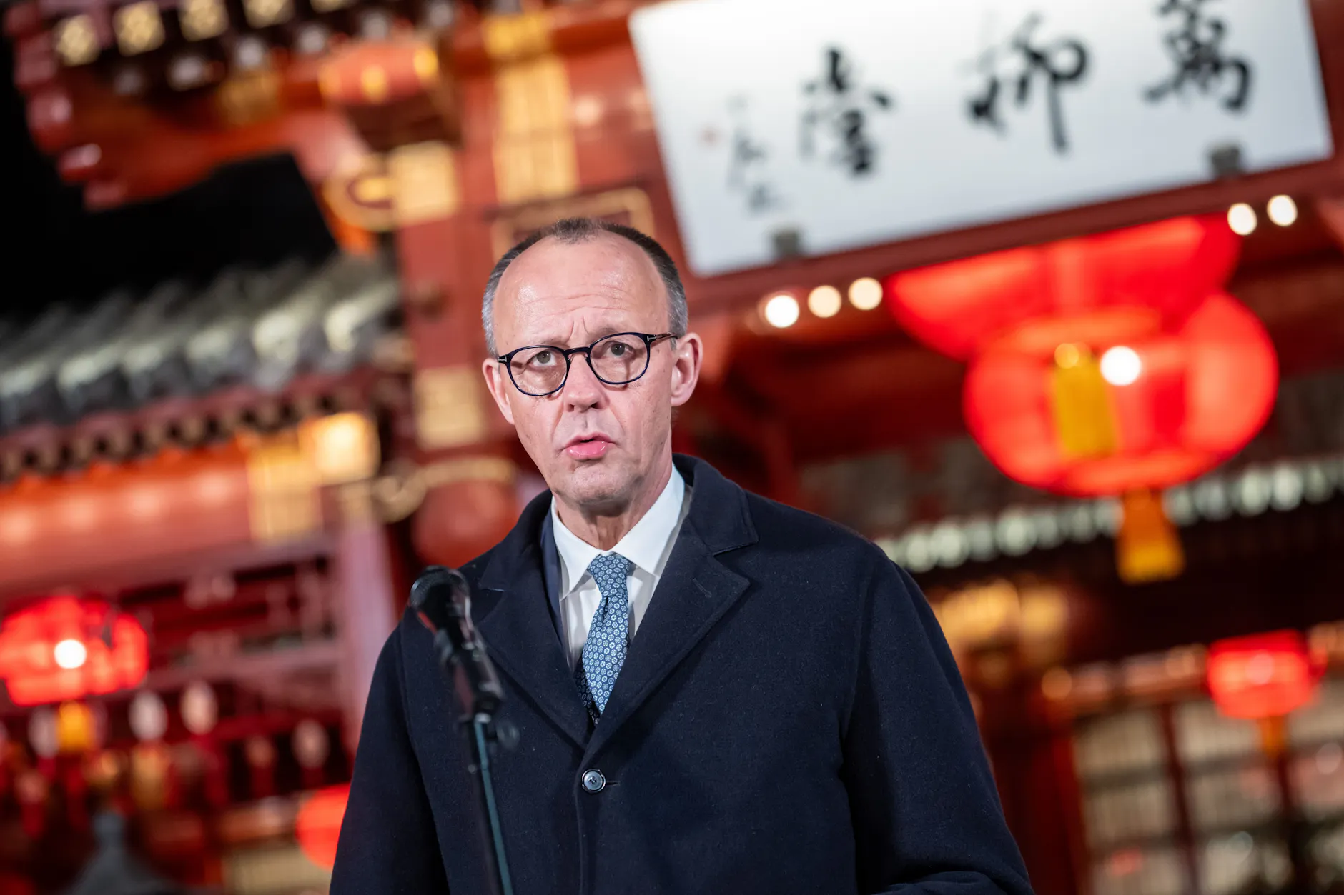 Peking: Bundeskanzler Friedrich Merz (CDU) spricht bei einem Pressestatement nach seinem Gespräch mit chinesischen Präsident Xi.