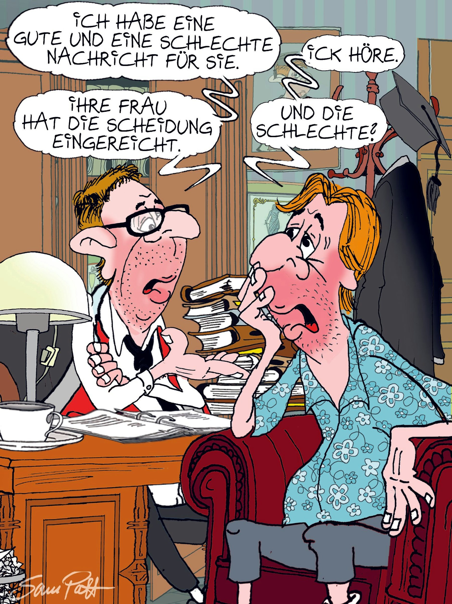 Der Cartoon des Tages kommt jeden Tag von unserem Zeichner Sam Paff aus Berlin. Er verzaubert Sie jeden Tag mit seinen kleinen Kunstwerken mit besonderem Berliner Humor.