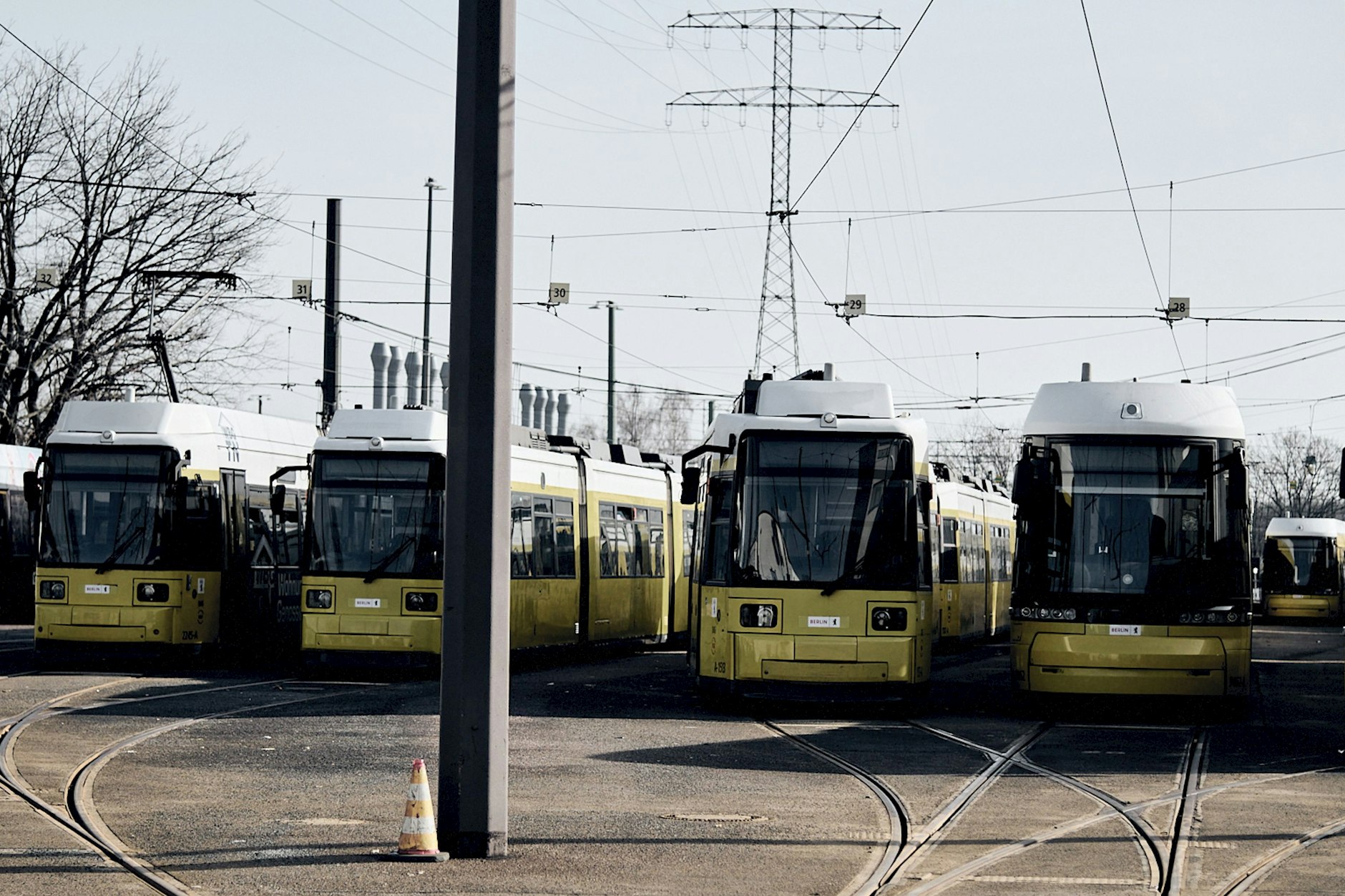 Straßenbahnen auf dem Betriebsbahnhof