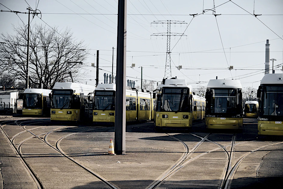 Straßenbahnen auf dem Betriebsbahnhof