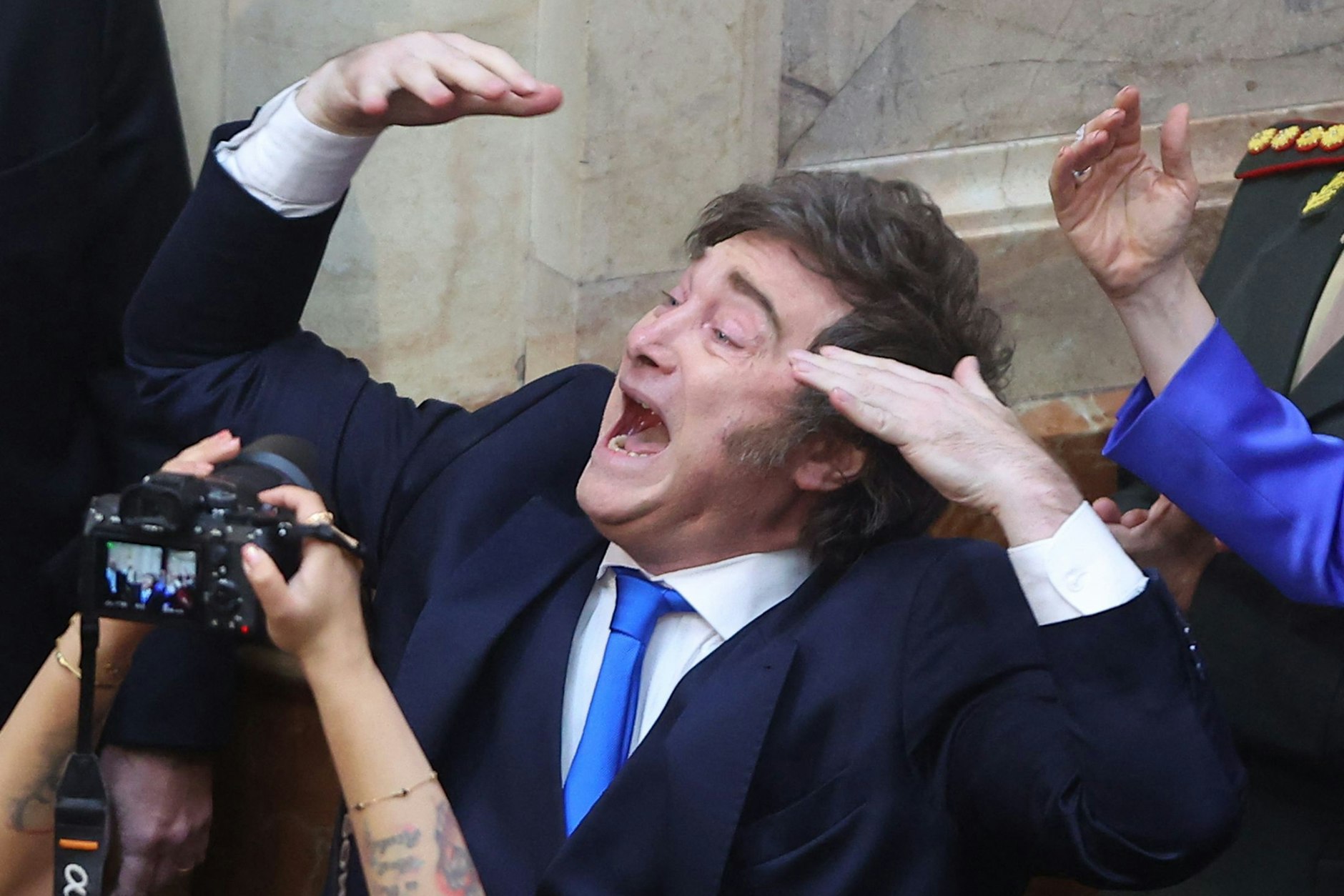 Der argentinische Präsident Javier Milei bei der Ankunft zu seiner jährlichen Rede vor dem Parlament in Buenos Aires.