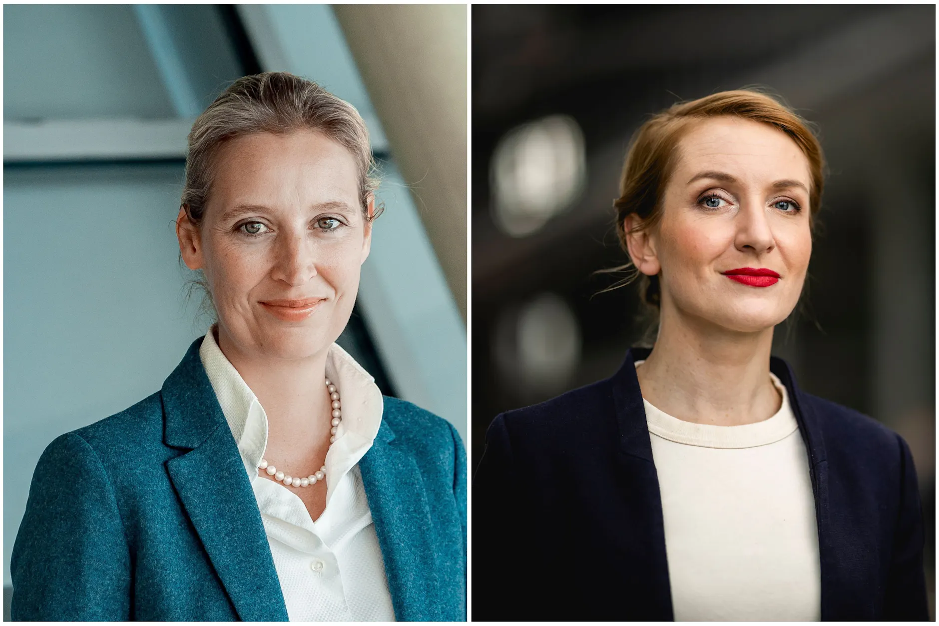 Auf einen Blick: AfD-Chefin Alice Weidel (l.) und Linke-Chefin Ines Schwerdtner