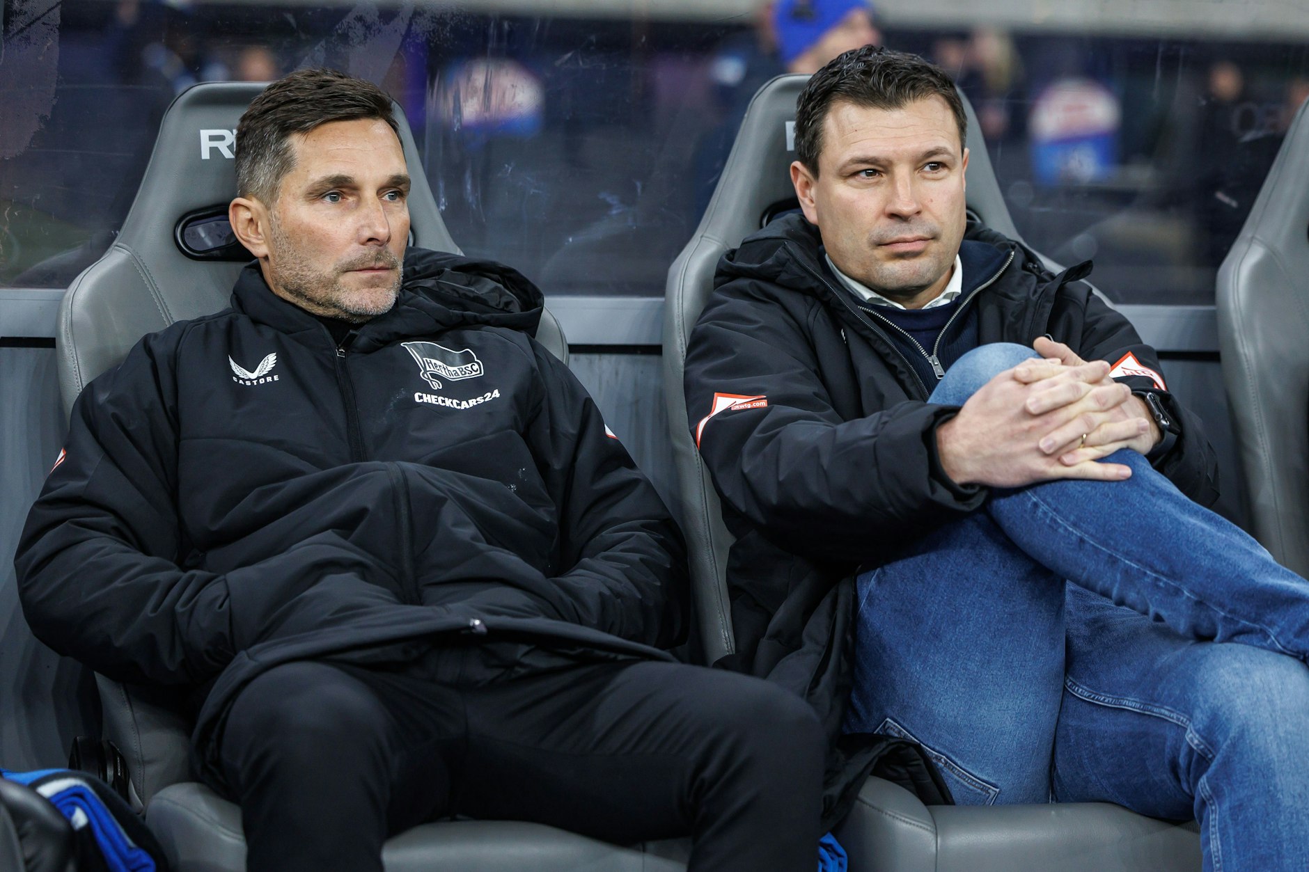 Ob der verpasste Aufstieg in die Bundesliga Folgen für sie haben wird oder ob sie in der neuen Saison einen neuen Anlauf mit Hertha BSC nehmen können, wird sich für Trainer Stefan Leitl und Sportdirektor Benjamin Weber (v.l.) erst noch zeigen.