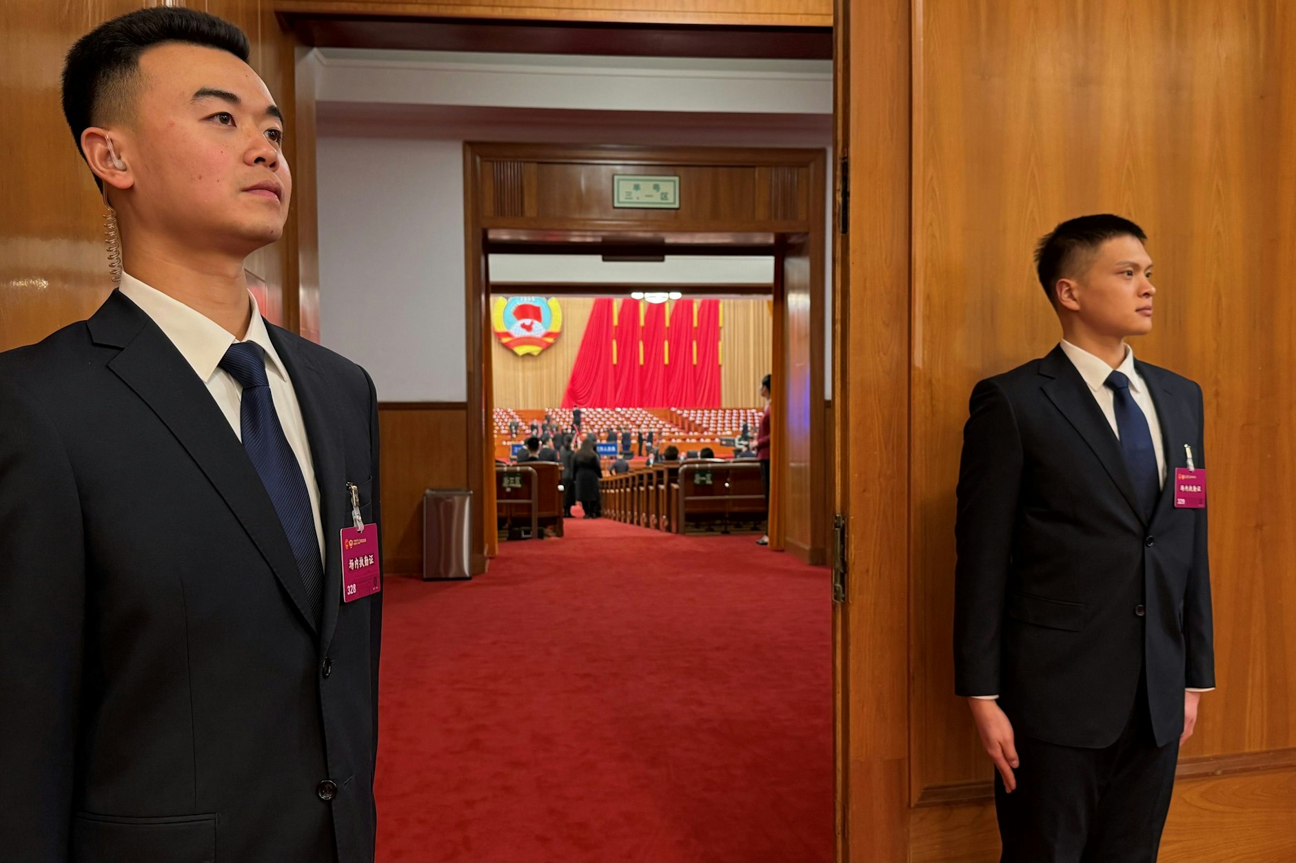 Blick in den Großen Saal des Volkes. Hier tagen die Politische Konsultativkonferenz des chinesischen Volkes (PKKCV) und der Nationale Volkskongress (NPC).
