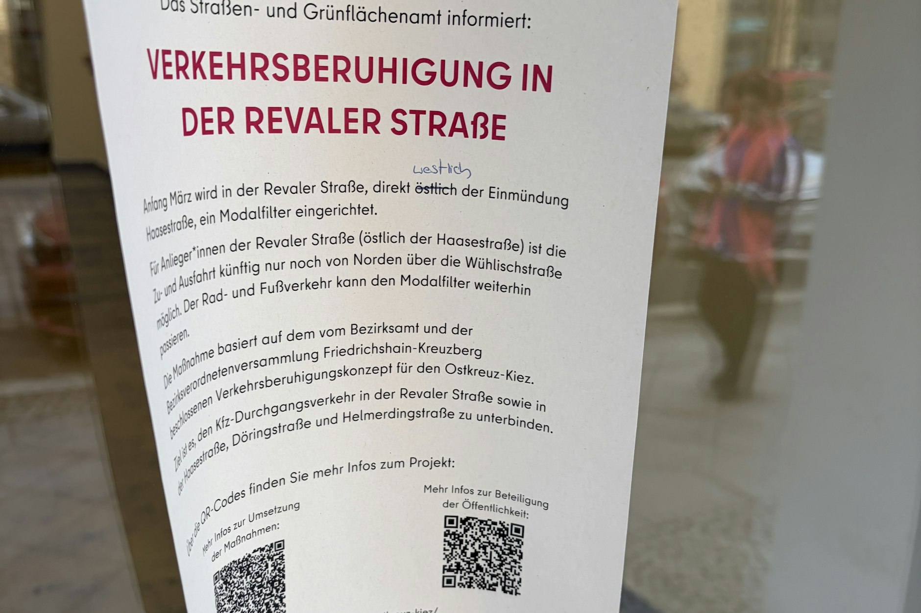 So wurden Anrainer zu Wochenbeginn über die Maßnahme in ihrem Kiez informiert.