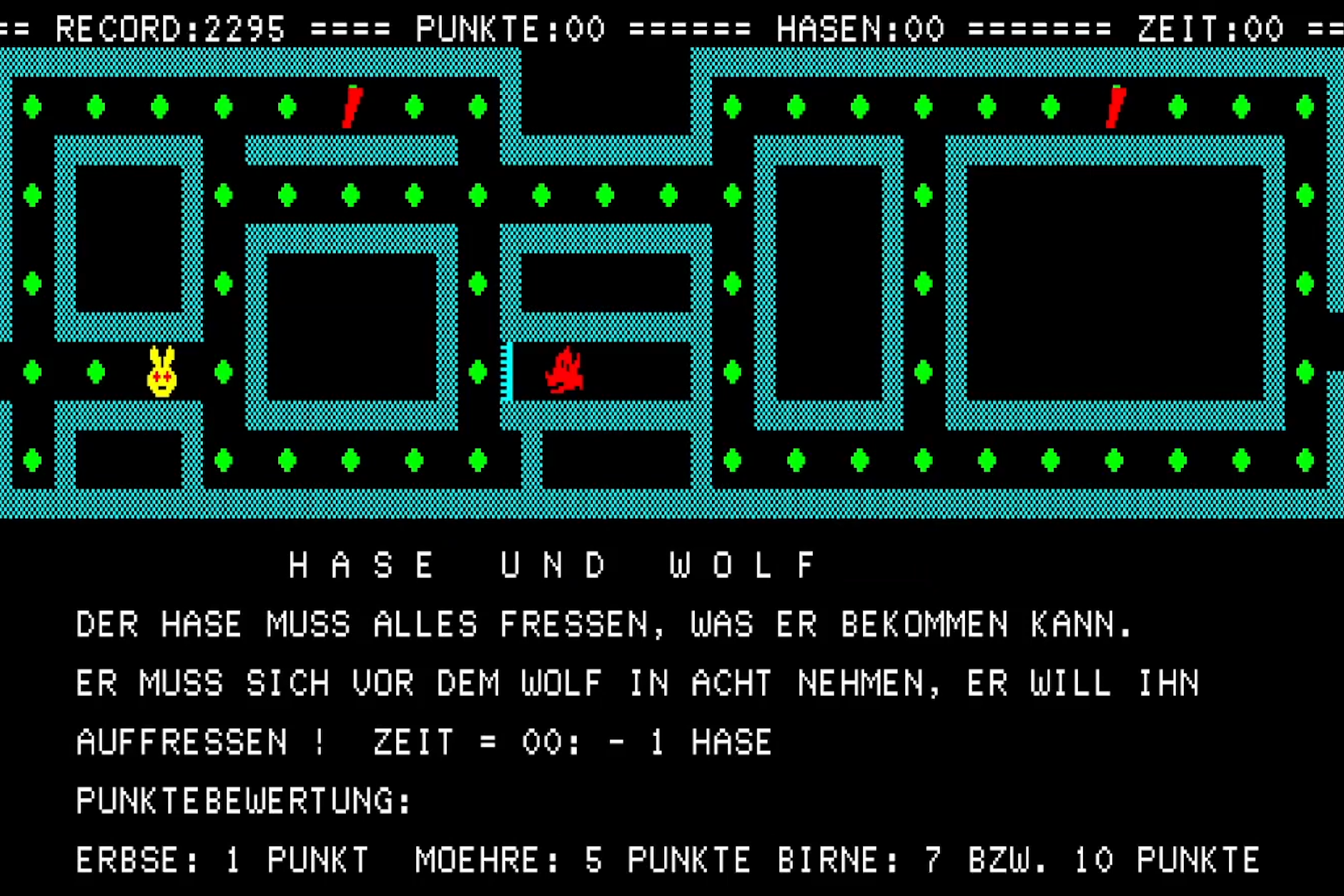 Zu Beginn des Spiels „Hase und Wolf“ auf dem Poly-Play aus der DDR wurden kurz die Regeln erklärt.