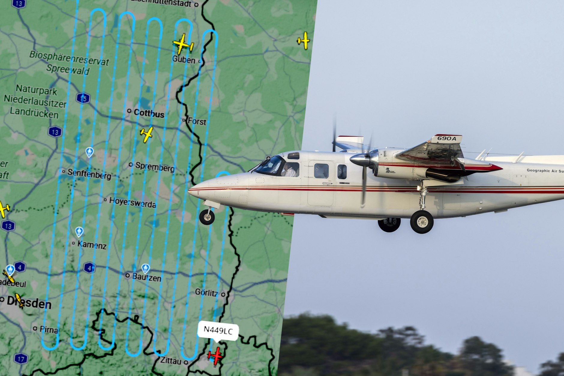 Ein kleines Flugzeug flog am Donnerstag in Schlangenlinien über Ostdeutschland. Was steckt dahinter?