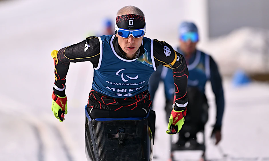 Andrea Eskau vom Team Deutschland: Die aus Magdeburg stammende Athletin trainiert im Tesero Cross-Country Skiing Stadium. Hier werden die Wettkämpfe im Para Biathlon und Para Skilanglauf ausgetrgen.